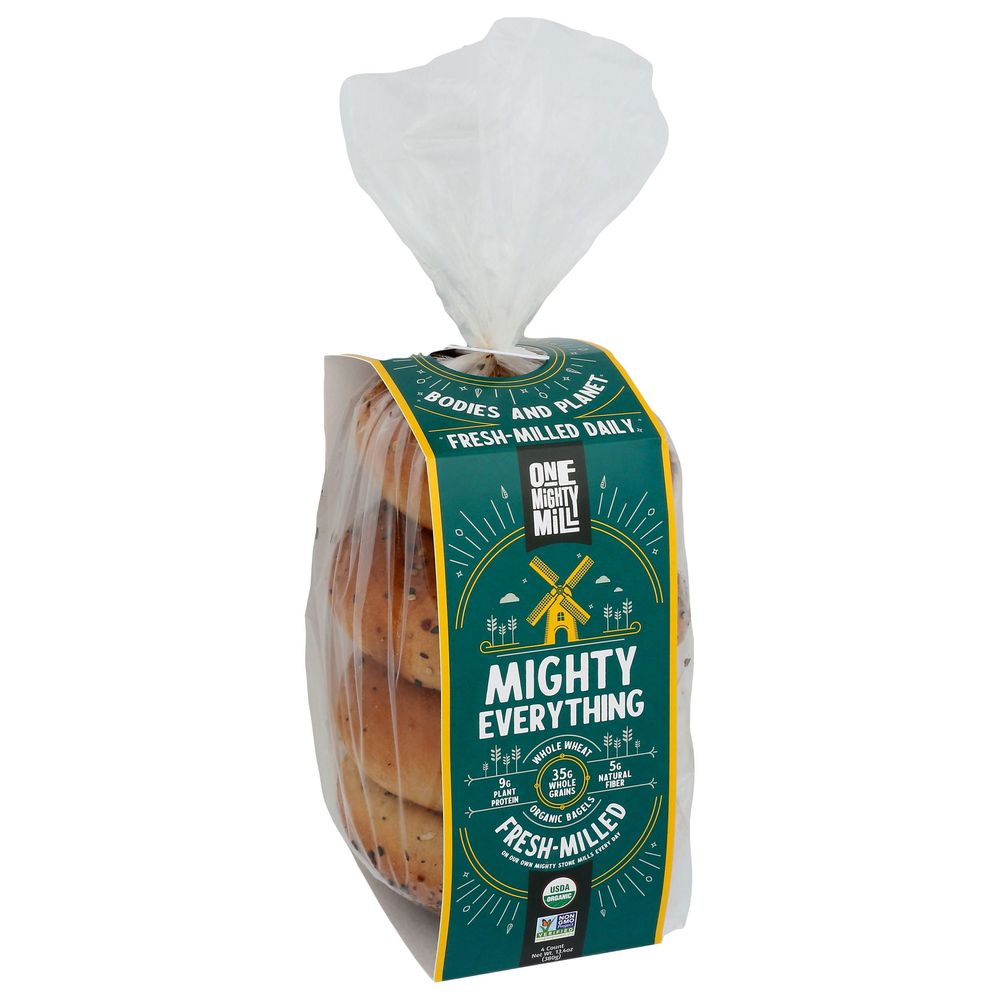 One Mighty Mill Organic Whole Wheat Everything Bagel, 13.4 Ounce -- 10 Per Case
