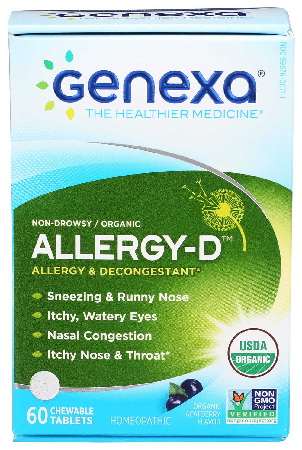 Genexa Allergy D Organic Berry Acai Chewable Tablet For Adults, 60 Count