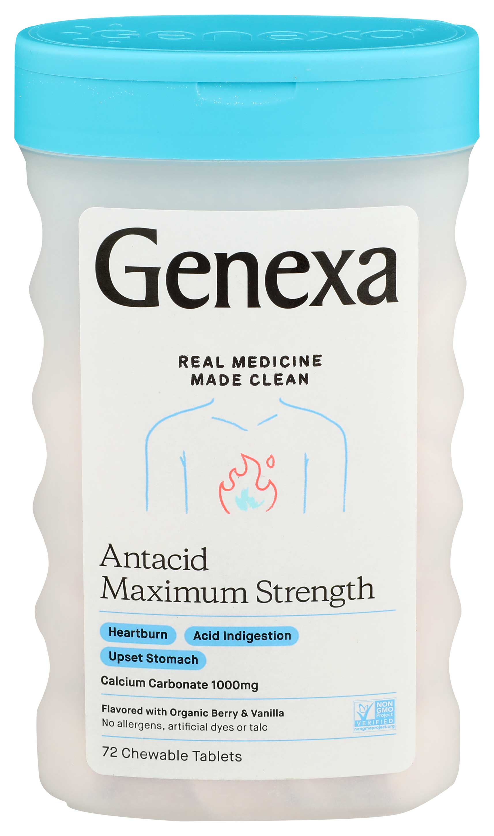 Genexa Heartburn Fix Organic Berry And Vanilla Flavor Chewable Tablet, 72 Count