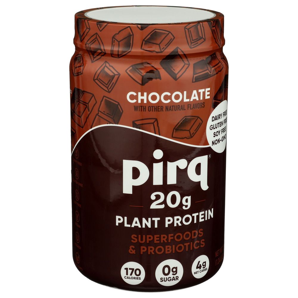 Pirq Chocolate 20g Plant Protein Powder Plus Superfoods And Probiotics, 1.17 Pound