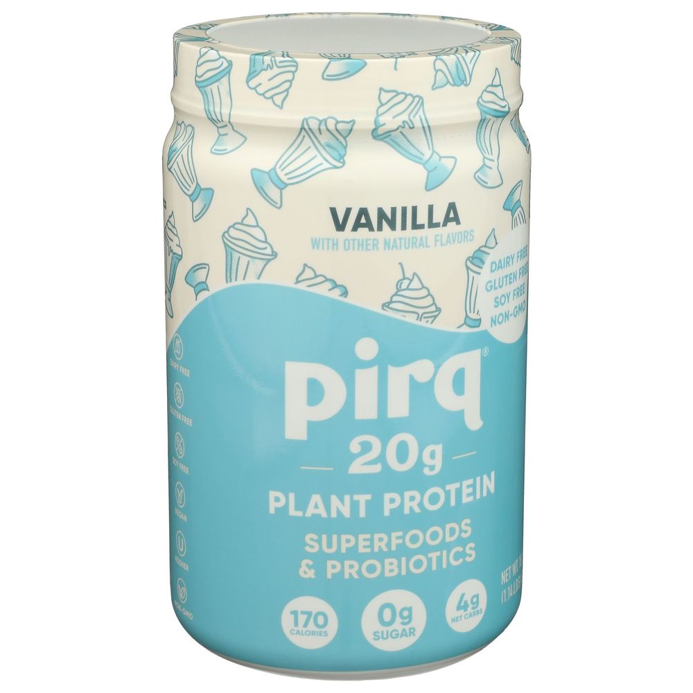 Pirq Vanilla 20g Plant Protein Powder Plus Superfoods And Probiotics, 1.14 Pound