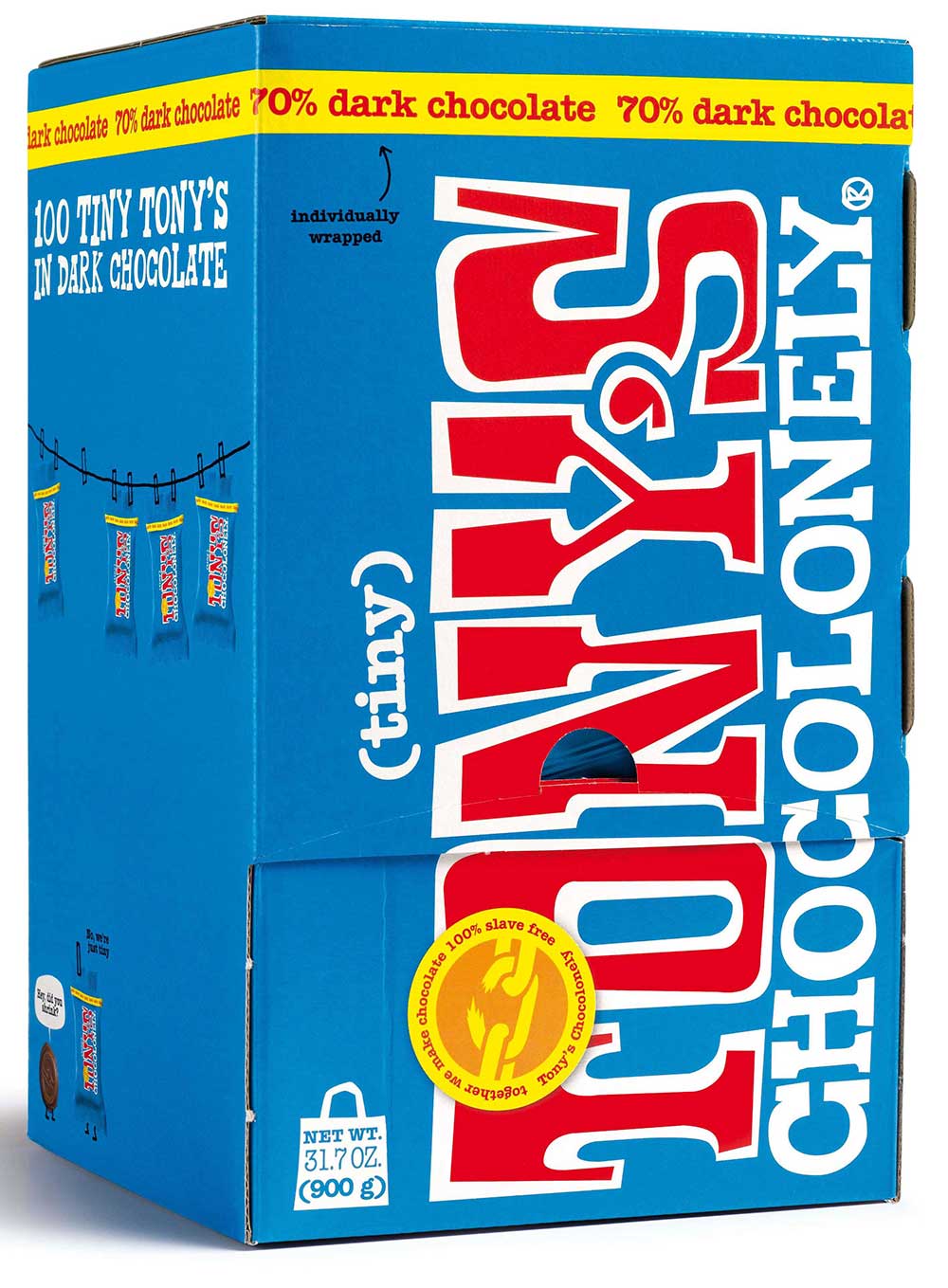 Tony's Chocolonely Tinys Dark Chocolate Bar, 0.32 Ounce -- 800 Per Case