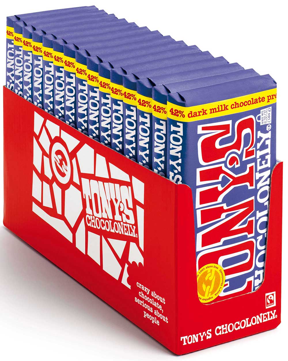 Tony's Chocolonely 42 Percent Dark Milk Chocolate Bar With Pretzel And Toffee, 6.35 Ounce -- 15 Per Case