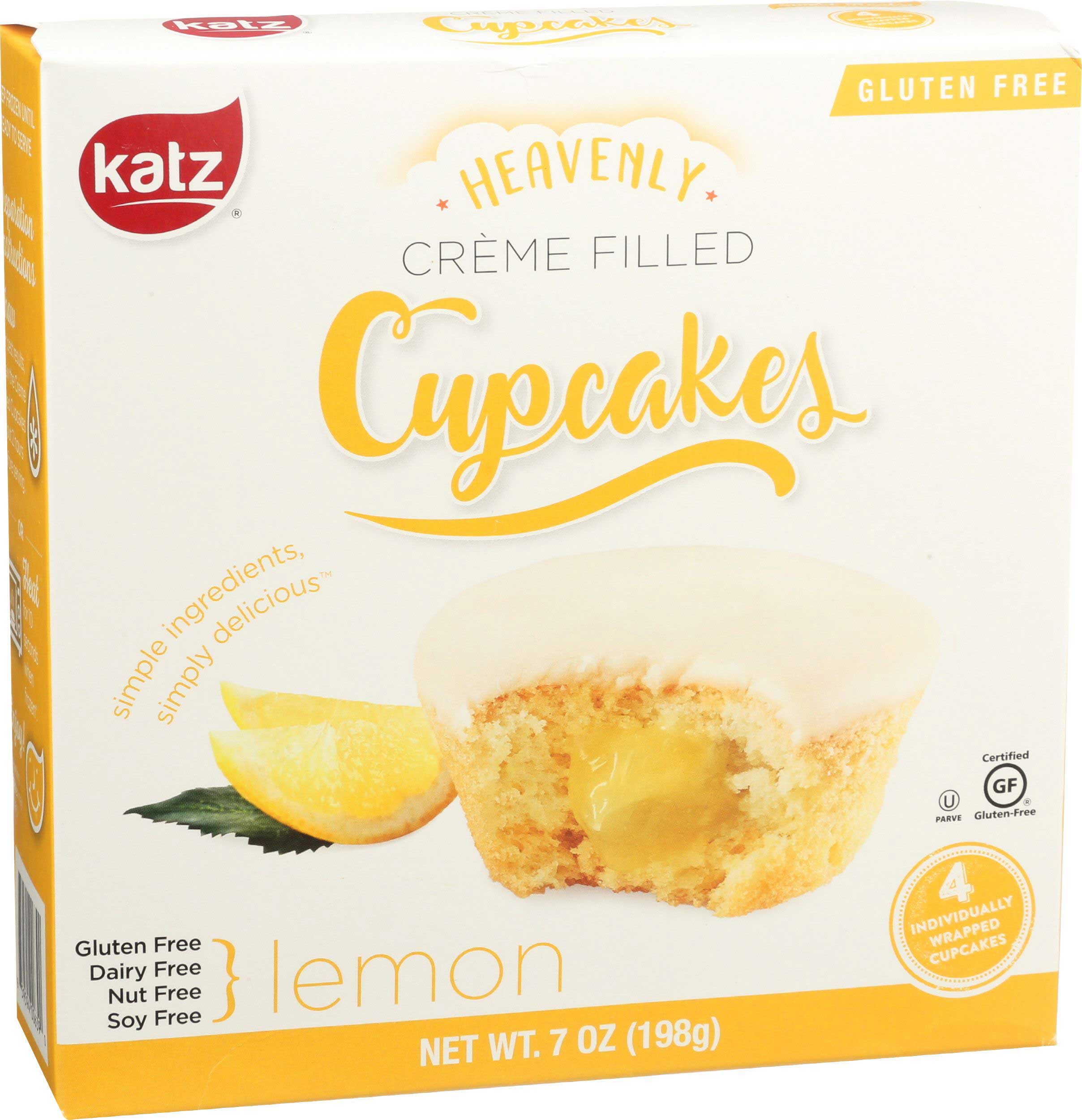 Katz Lemon Cream Filled Cupcake, 7 Ounce -- 6 per case