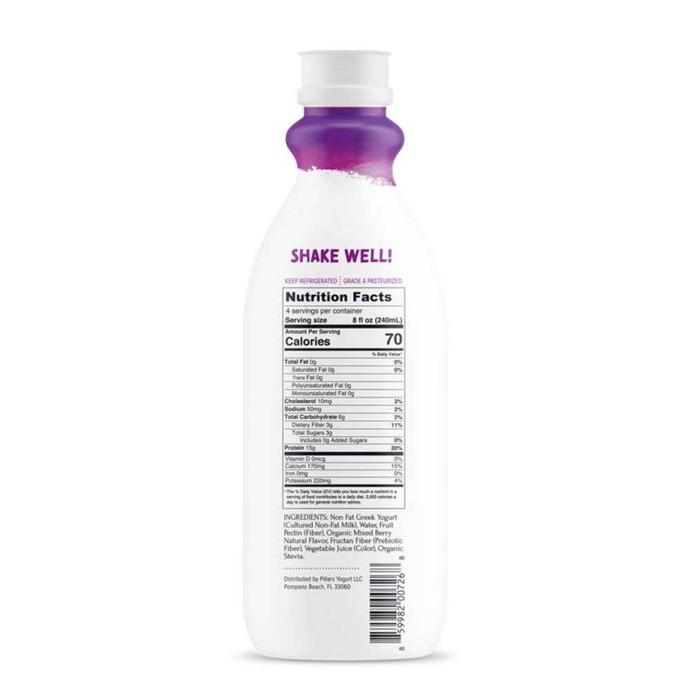 Pillars Mixed Berry Drinkable Greek Yogurt, 32 Fluid Ounce -- 6 Per Case