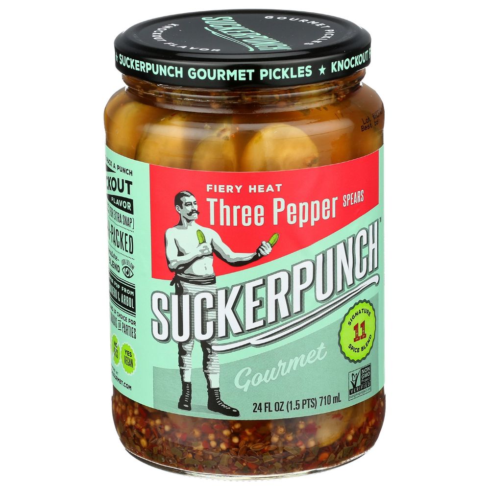 Suckerpunch Fiery Heat Three Pepper Pickle Spears, 24 Ounce -- 6 Per Case