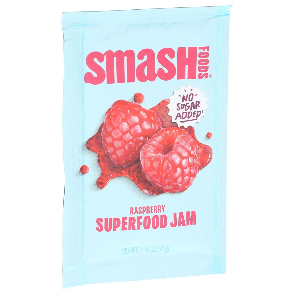 Smash Foods Raspberry Squeezable Superfood Jam, 1.15 Ounce -- 10 Per Case
