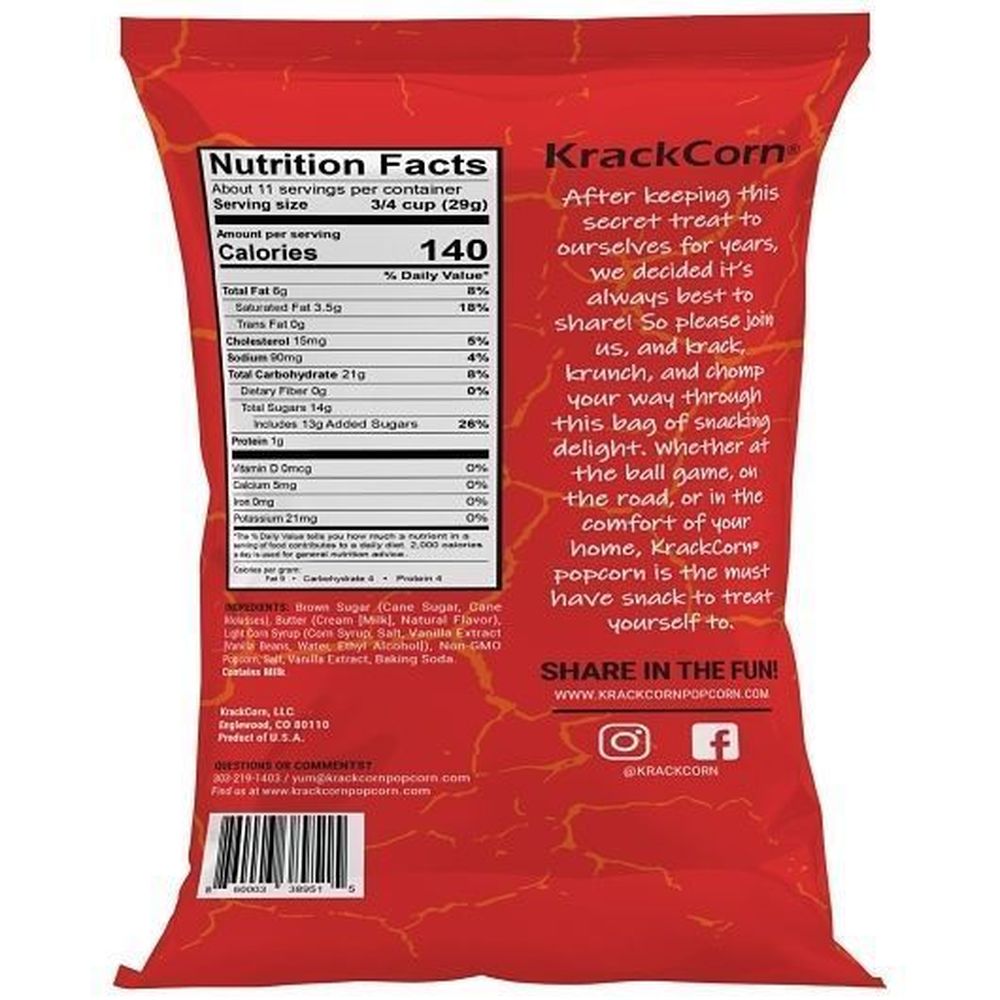 Krackcorn Caramel Flavored Popcorn, Knock-out Case, 11 Ounce -- 12 Per Case