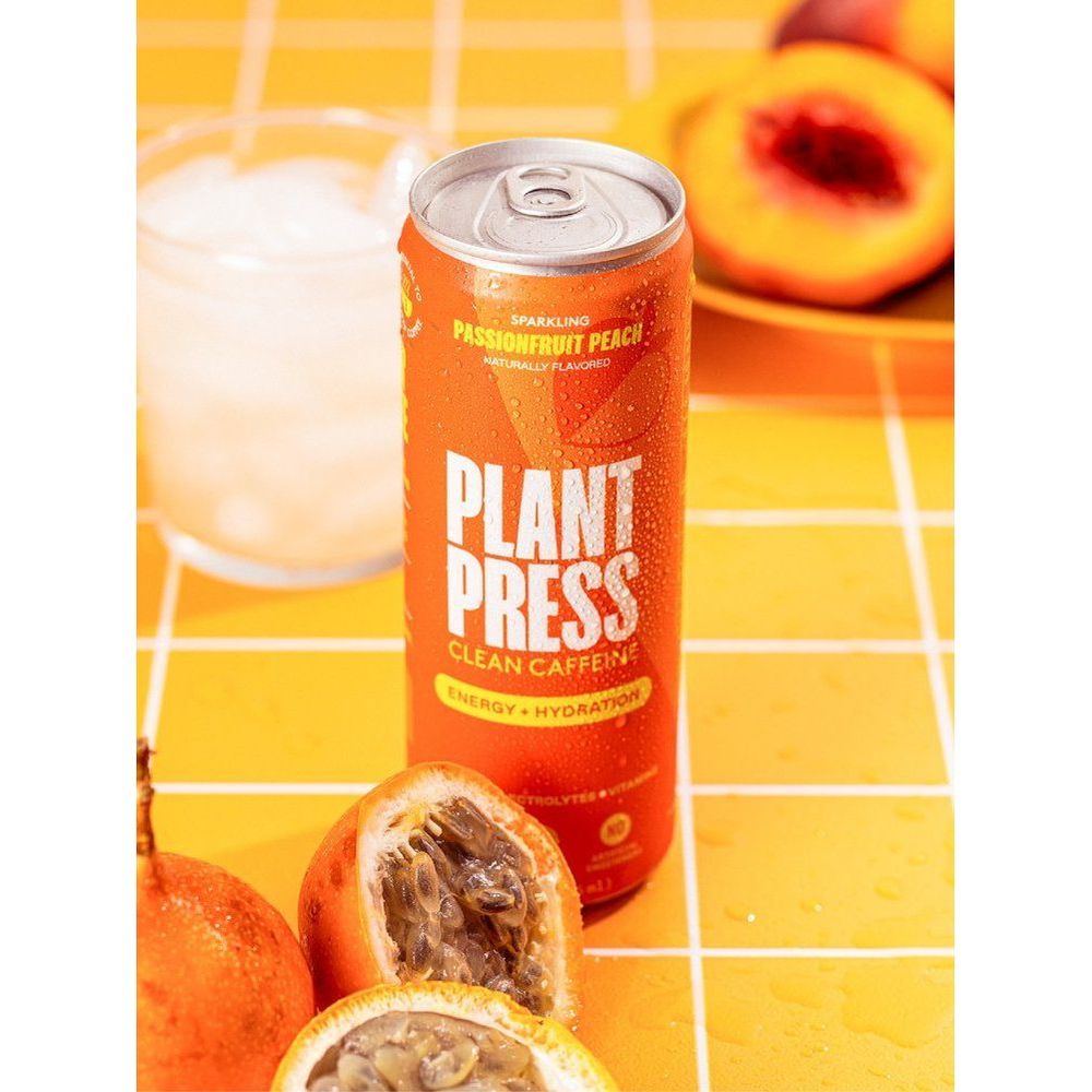 Plant Press Sparkling Passionfruit Peach Beverage, 12 Fluid Ounce -- 12 Per Case