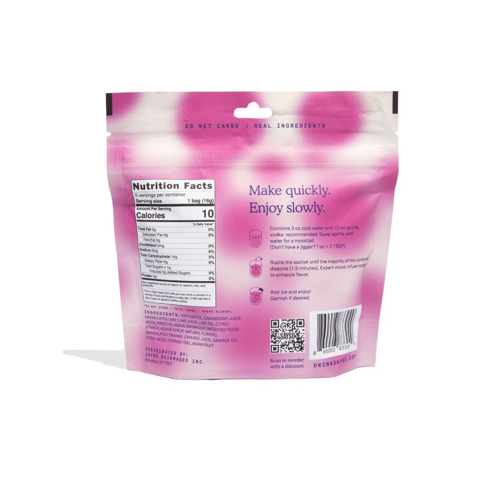 Sayso Skinny Hibiscus Cosmopolitan Cocktail Mix, 4.51 Ounce -- 6 Per Case