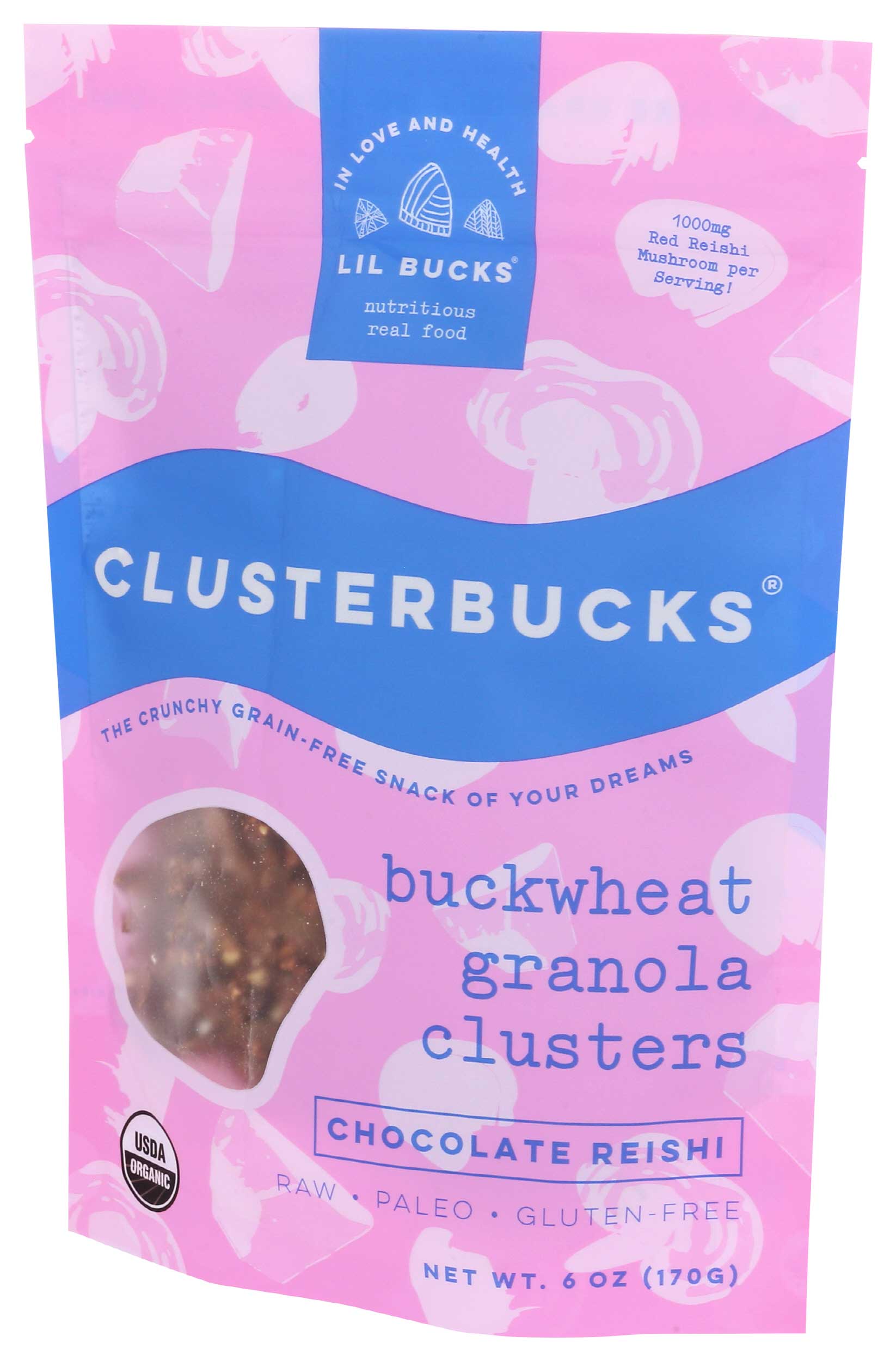 Lil Bucks Cluterbucks Chocolate Reishi Buckwheat Granola Cluster, 6 Ounce -- 6 Per Case