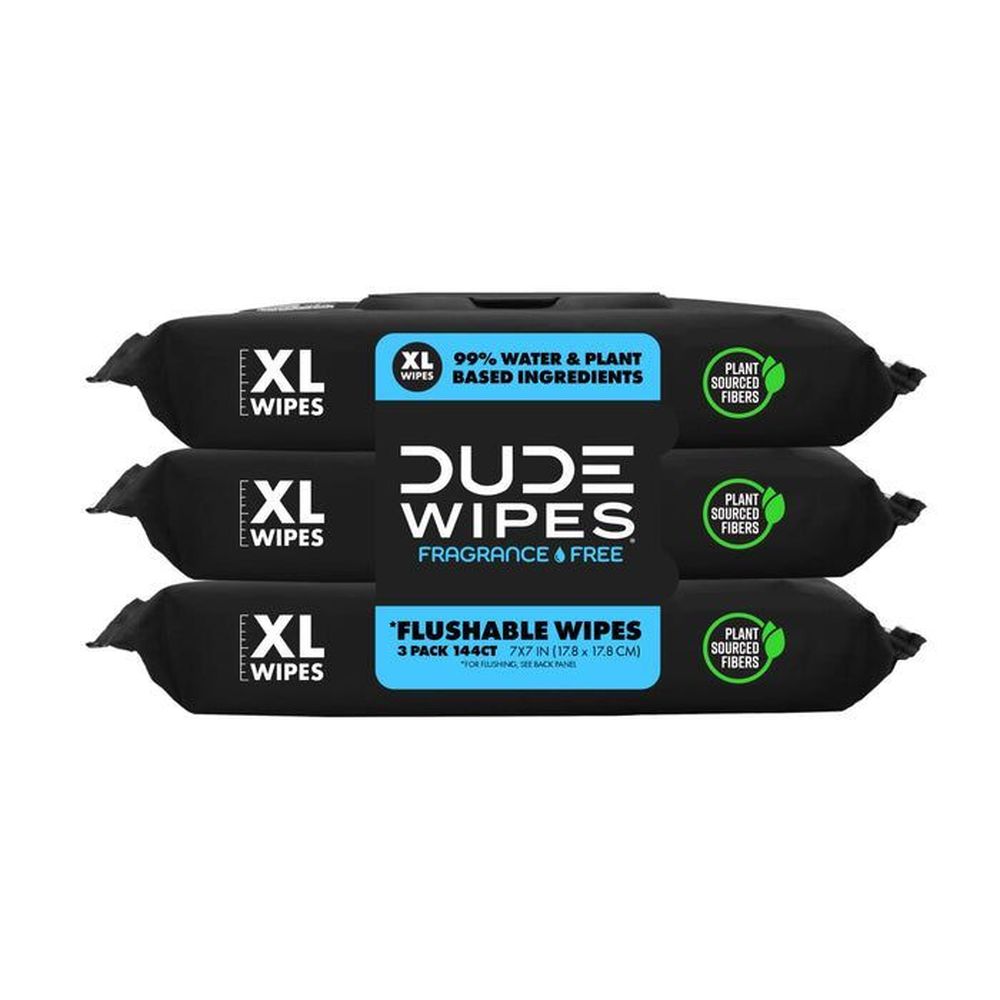 Dude Fragrance Free On-the-go Flushable Wipes, 48 Count -- 8 Per Case