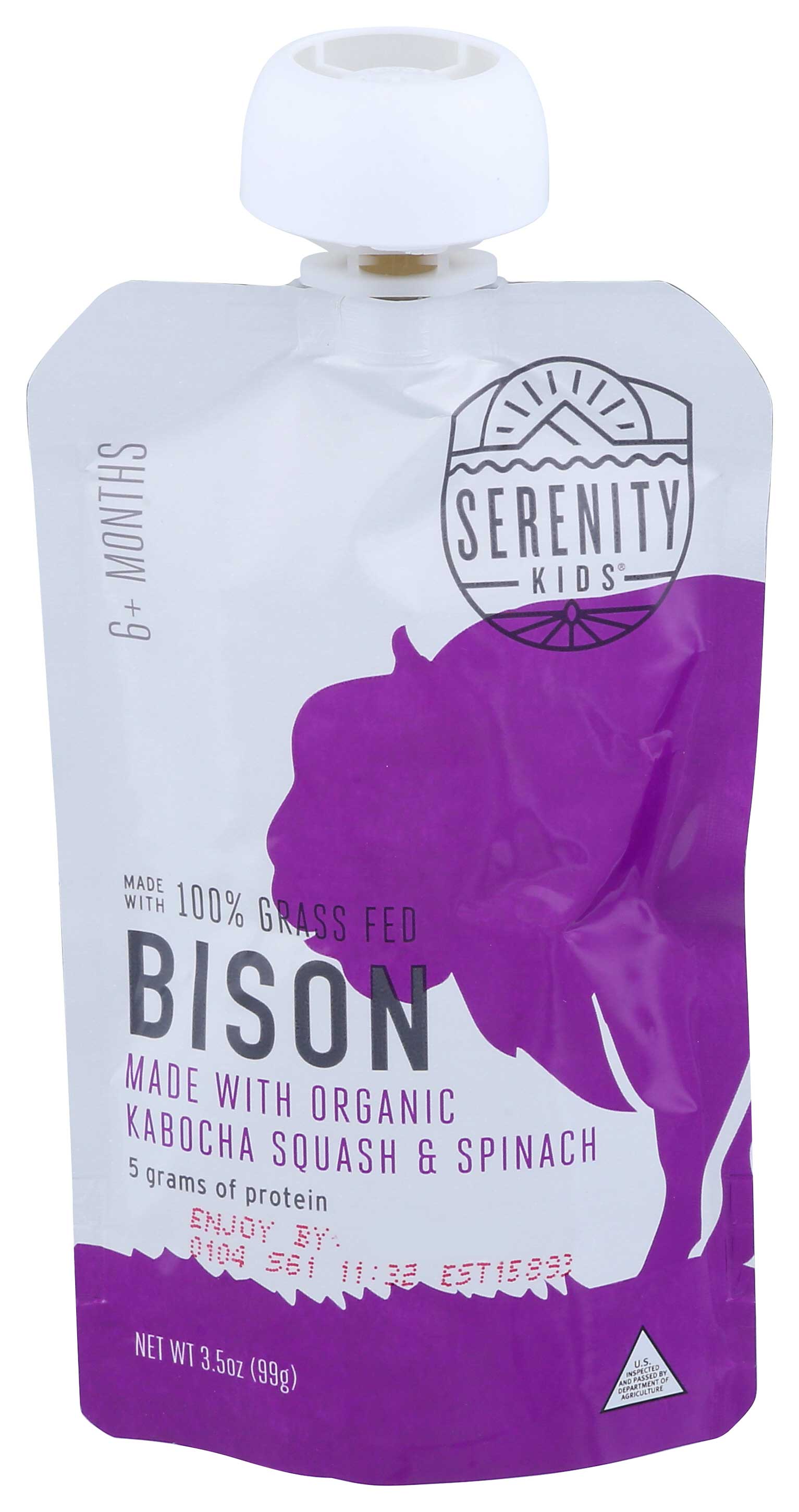Serenity Kids Organic Grass Fed Bison With Kabocha Squash And Spinach Baby Food, 3.5 Ounce -- 6 Per Case