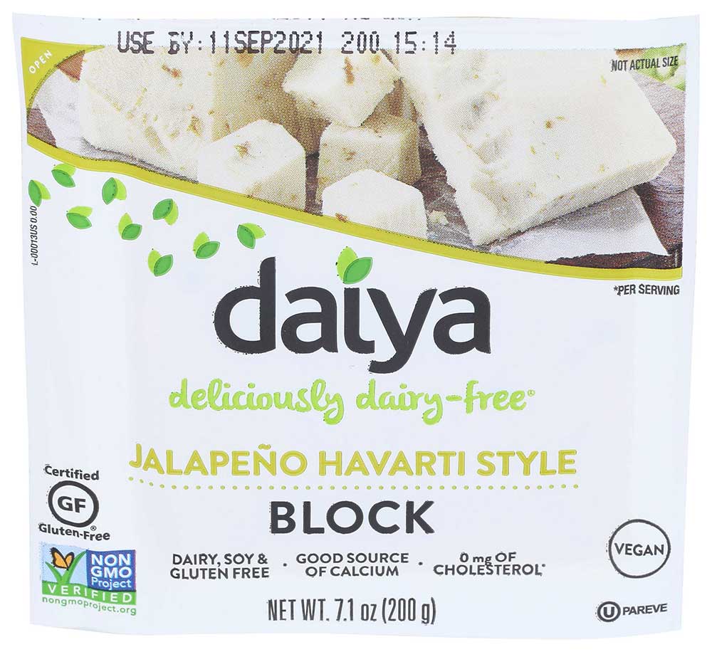 Daiya Deliciously Dairy Free Jalapeno Havarti Style Farmhouse Cheese Block, 7.1 Ounce -- 8 per case