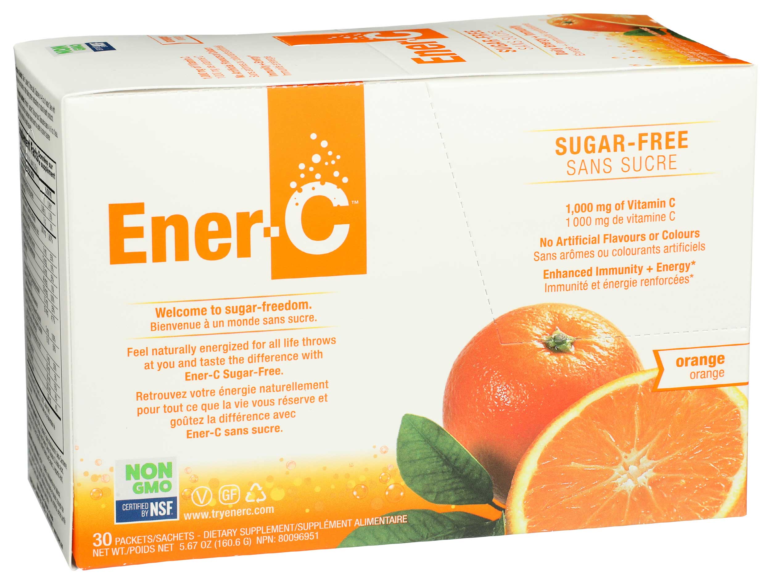 Ener C 1000mg Orange Sugar Free Vitamin Drink Mix, 30 packets