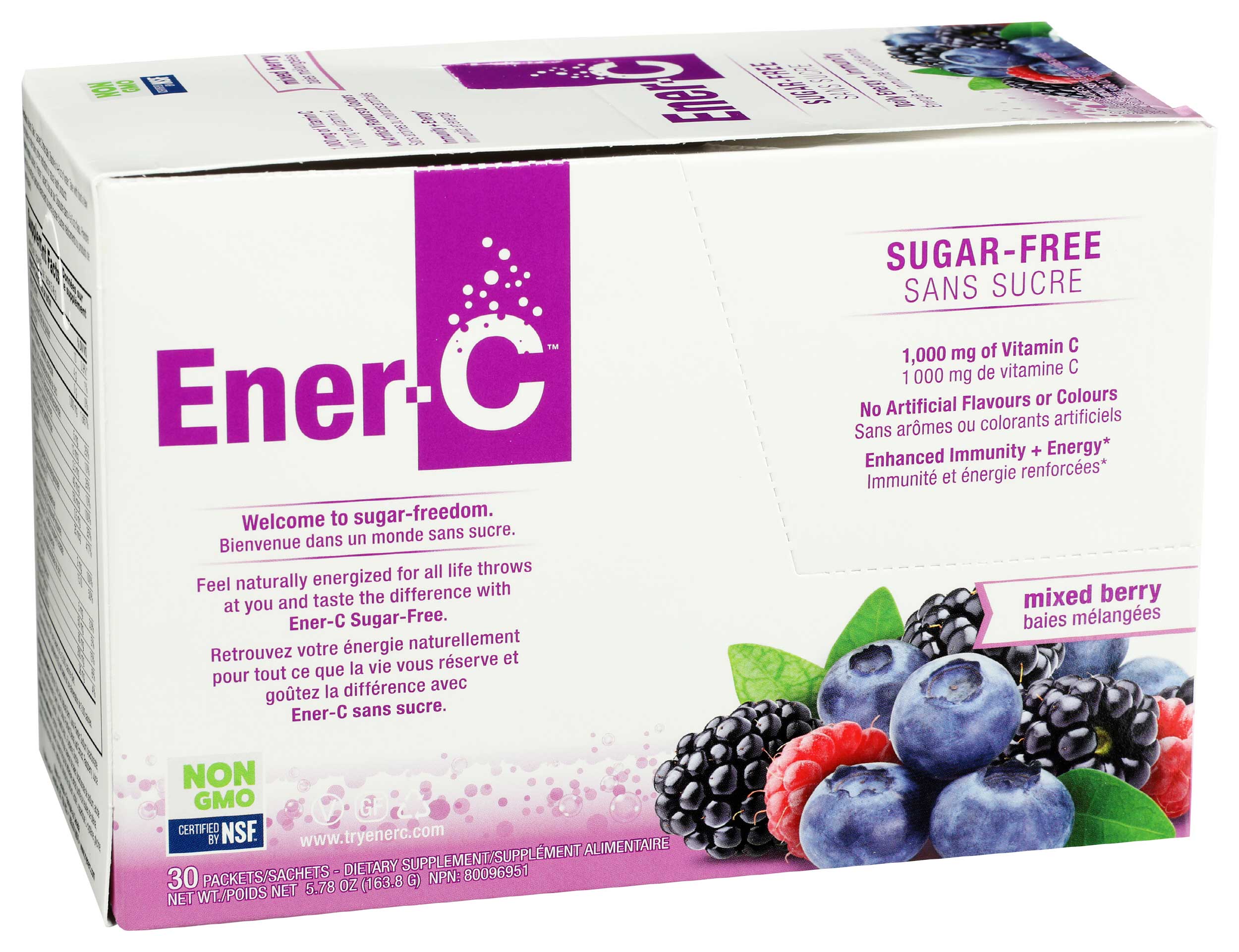 Ener C 1000mg Mixed Berry Sugar Free Vitamin Drink Mix, 30 packets