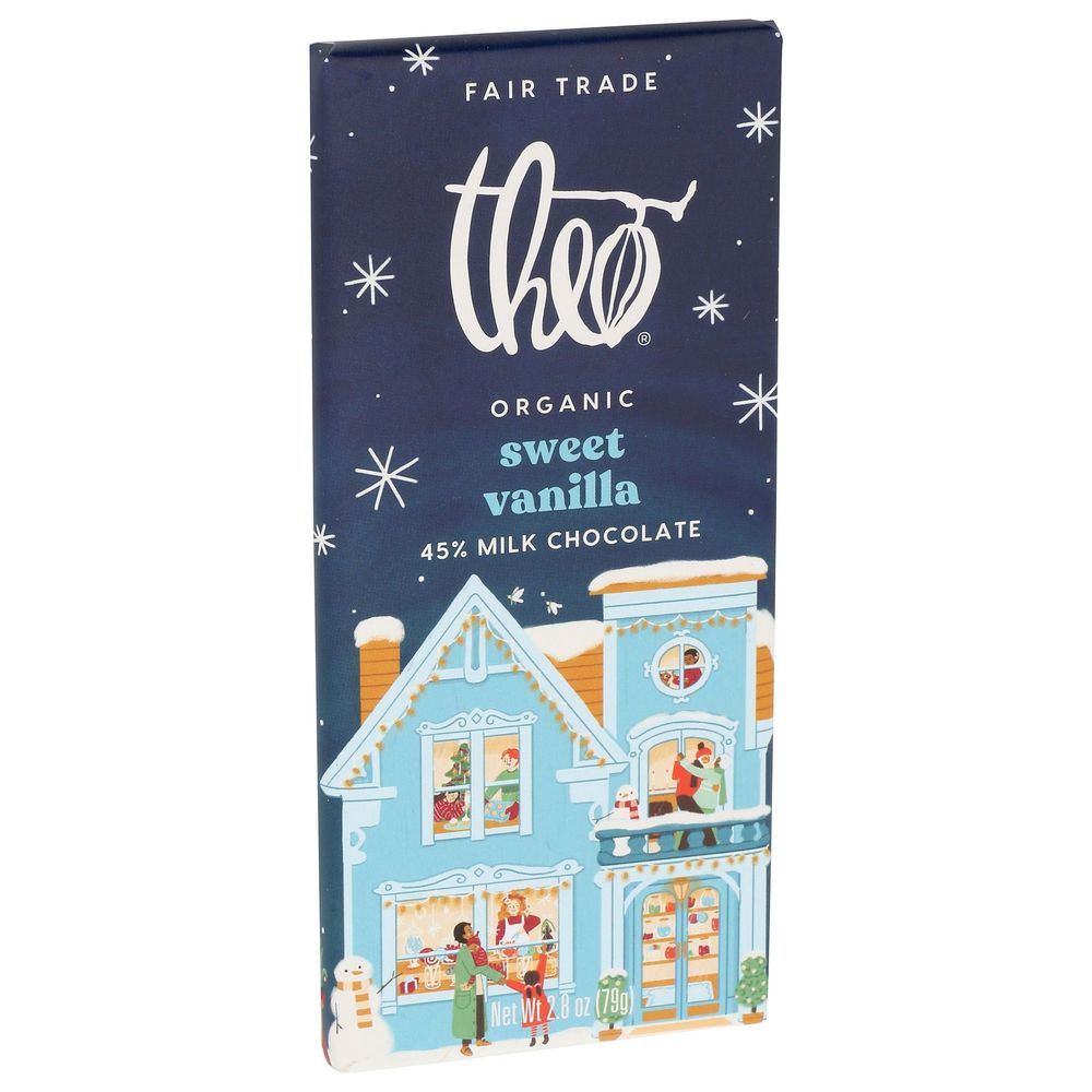 Theo Organic Sweet Vanilla 45 Percent Milk Chocolate Bar, 2.8 Ounce -- 12 Per Case