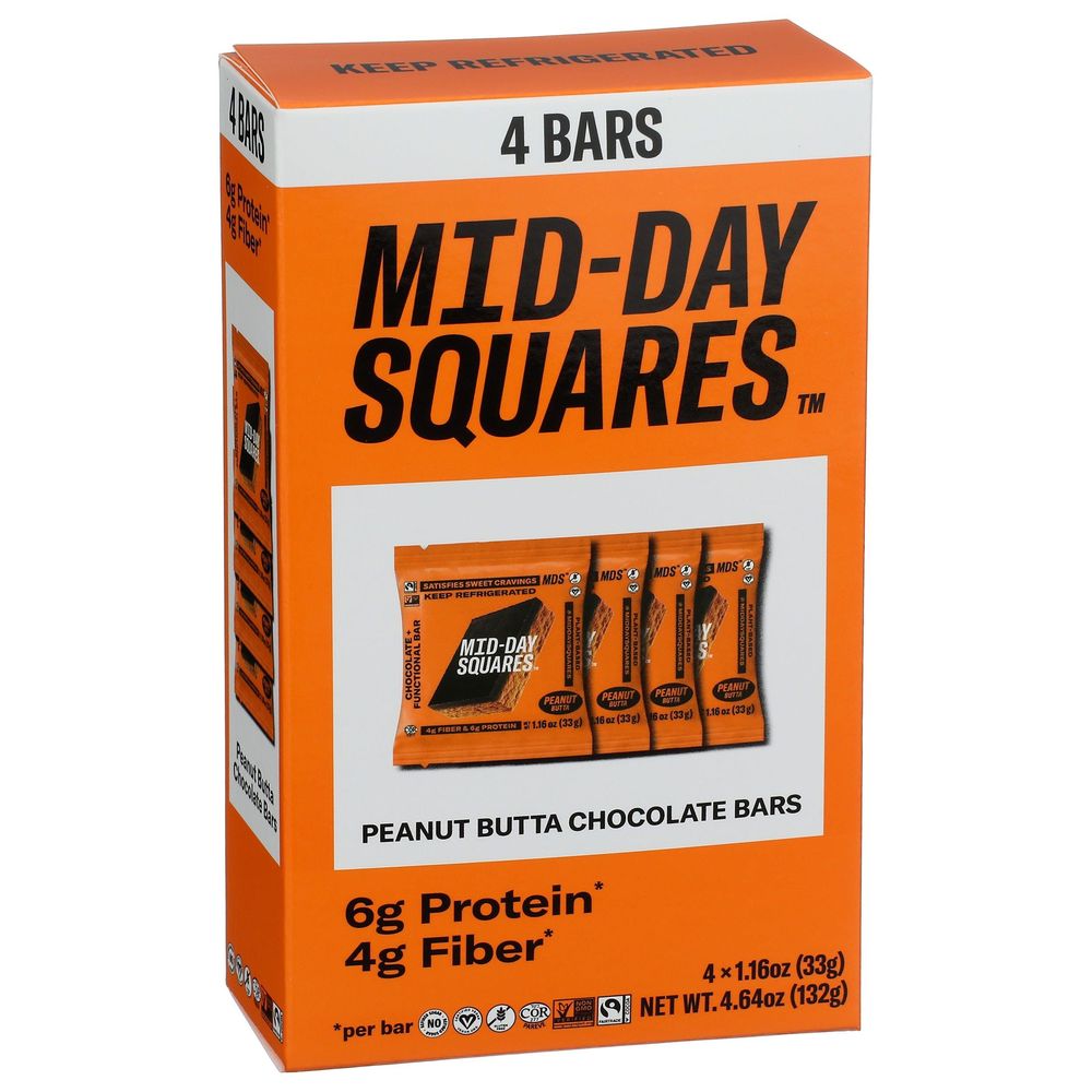 Mid-day Squares Peanut Butter Chocolate Bar - Multipack, 4.66 Ounce -- 5 Per Case