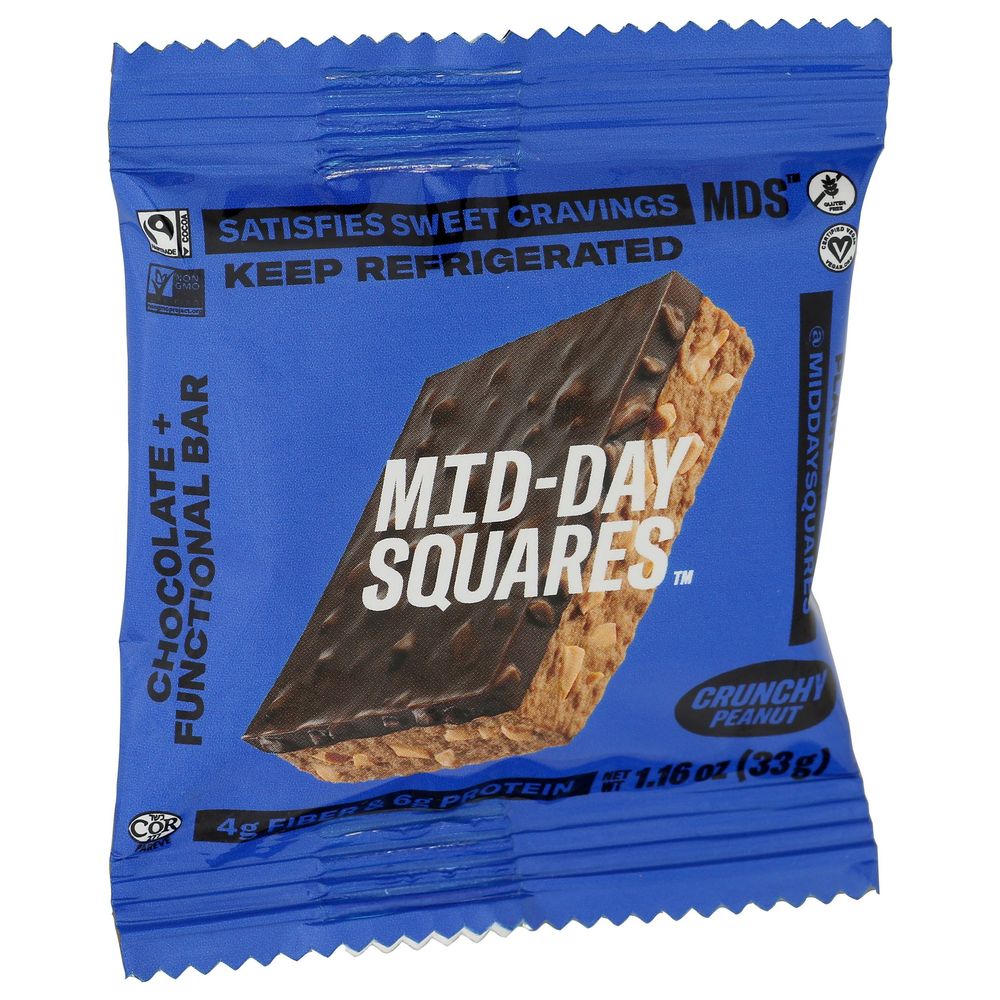 Mid Day Squares Chocolate Crunchy Peanut Functional Protein Bar, 1.16 Ounce -- 12 Per Case