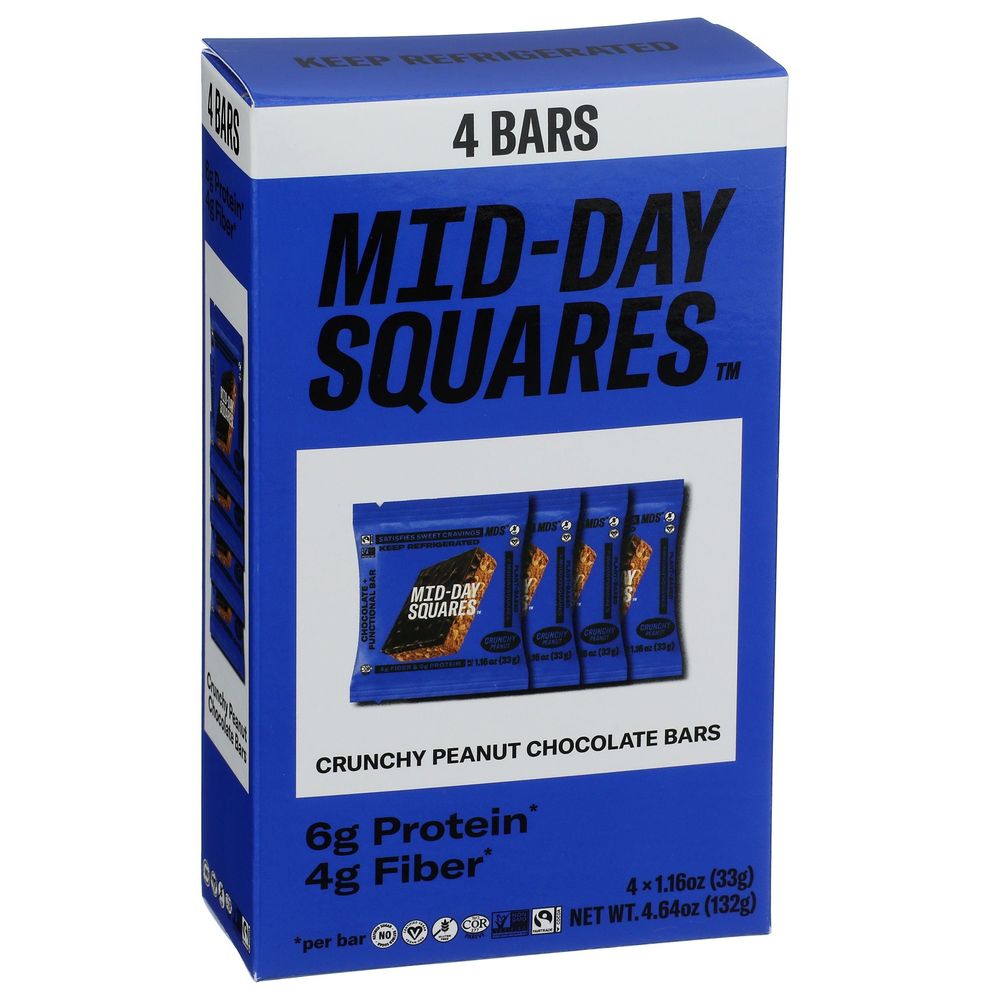 Mid Day Squares Functional Crunchy Peanut Protein Bar, 4.66 Ounce -- 5 Per Case
