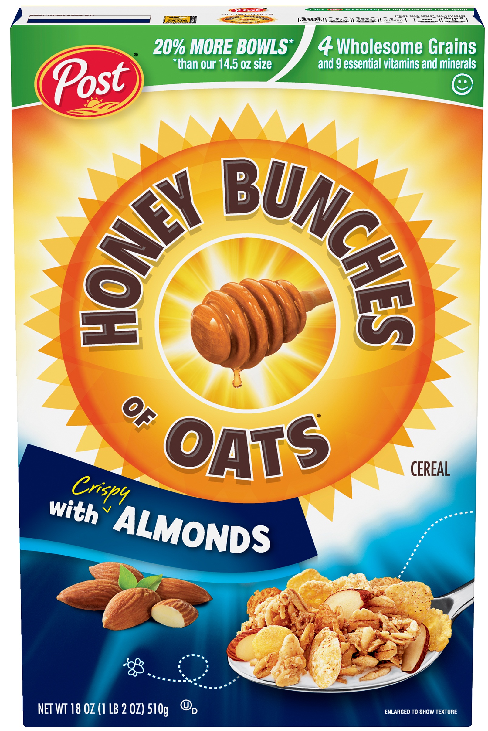 Cereal Post Almond Honey Bunches Of Oats, 18 Onzas -- 12 Por Caja