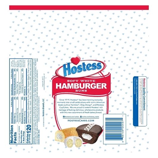 Hostess Soft White Hamburger Bun, 12 Ounce -- 4 Per Case