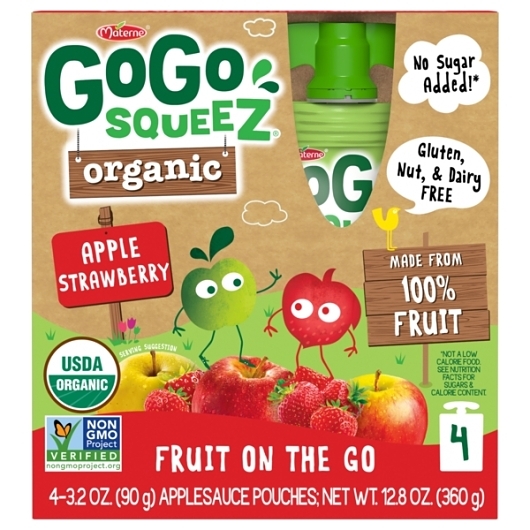Gogo Squeez Organic Apple Strawberry Apple Sauce, 3.2 Ounce