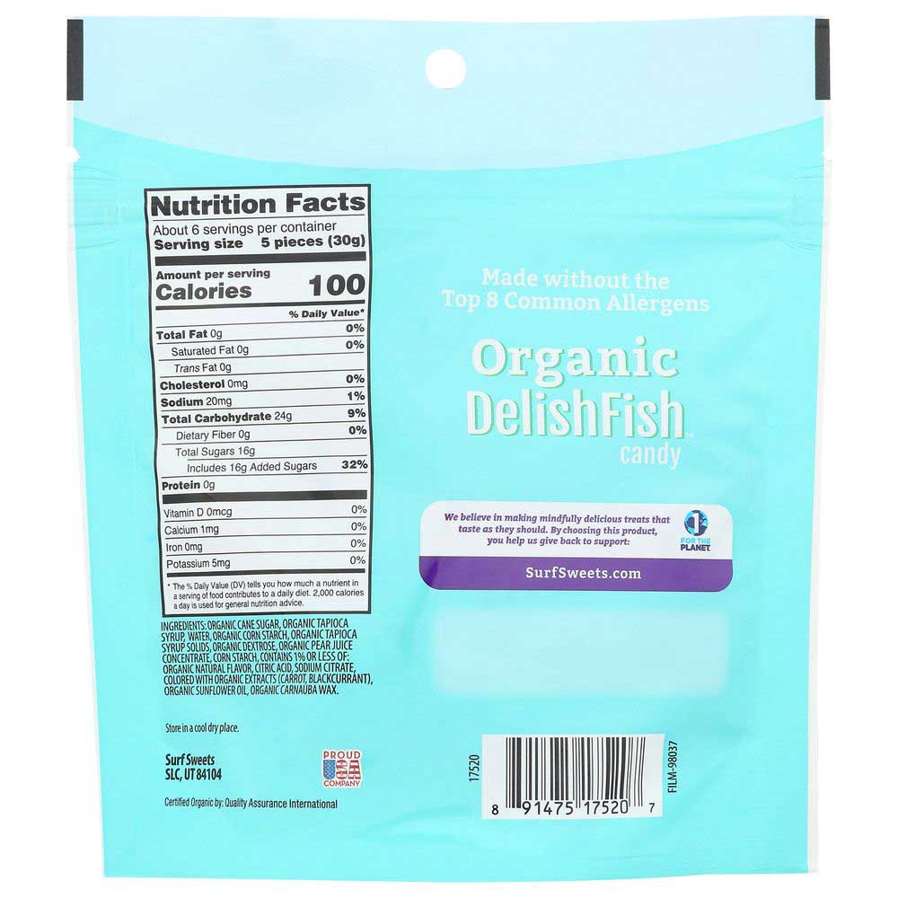 Surf Sweets Organic Delishfish Candy, 6 Ounce -- 8 Per Case