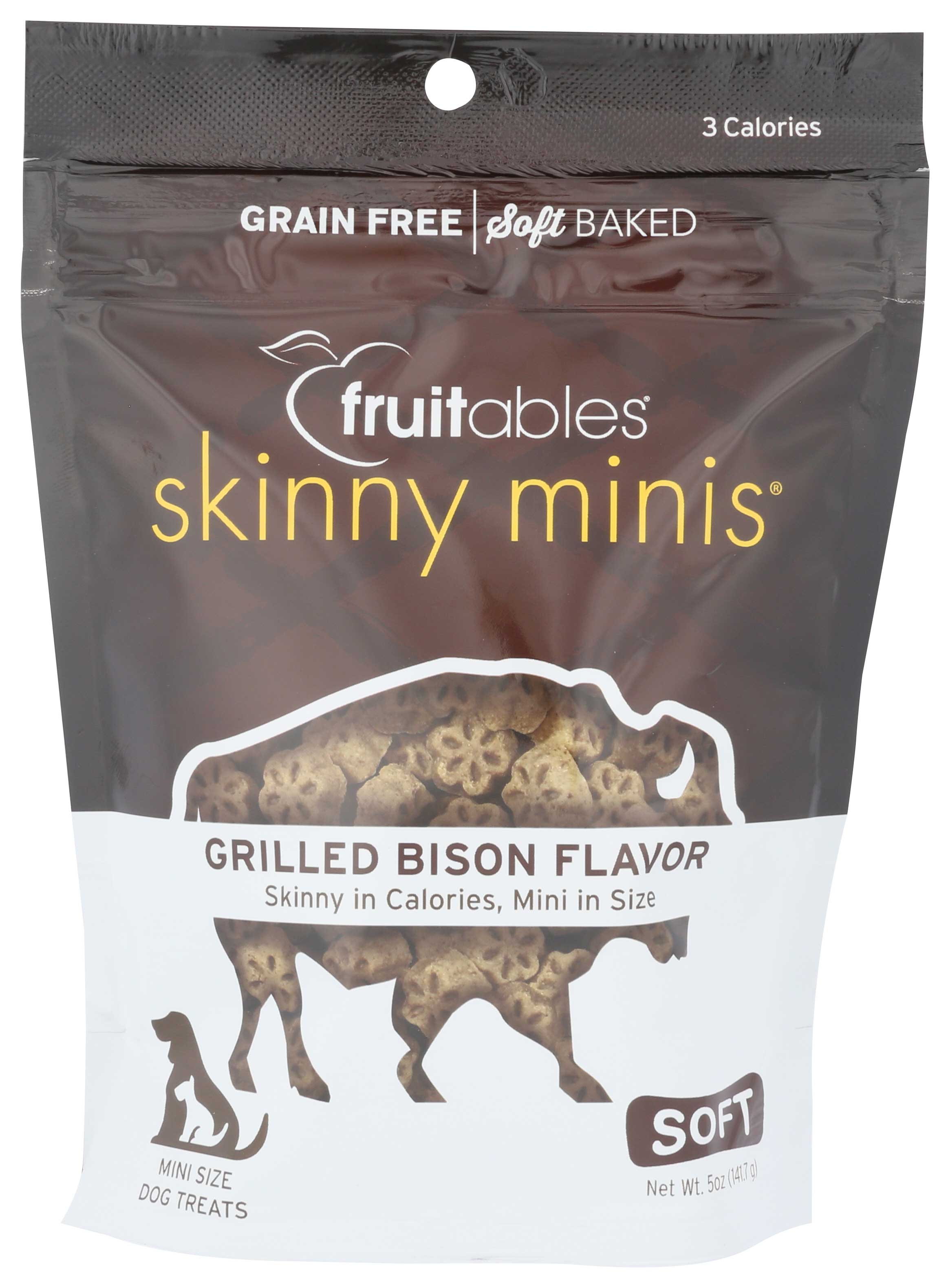 Fruitables Skinny Minis Grilled Bison Soft Dog Treats, 5. Ounce -- 12 Per Case