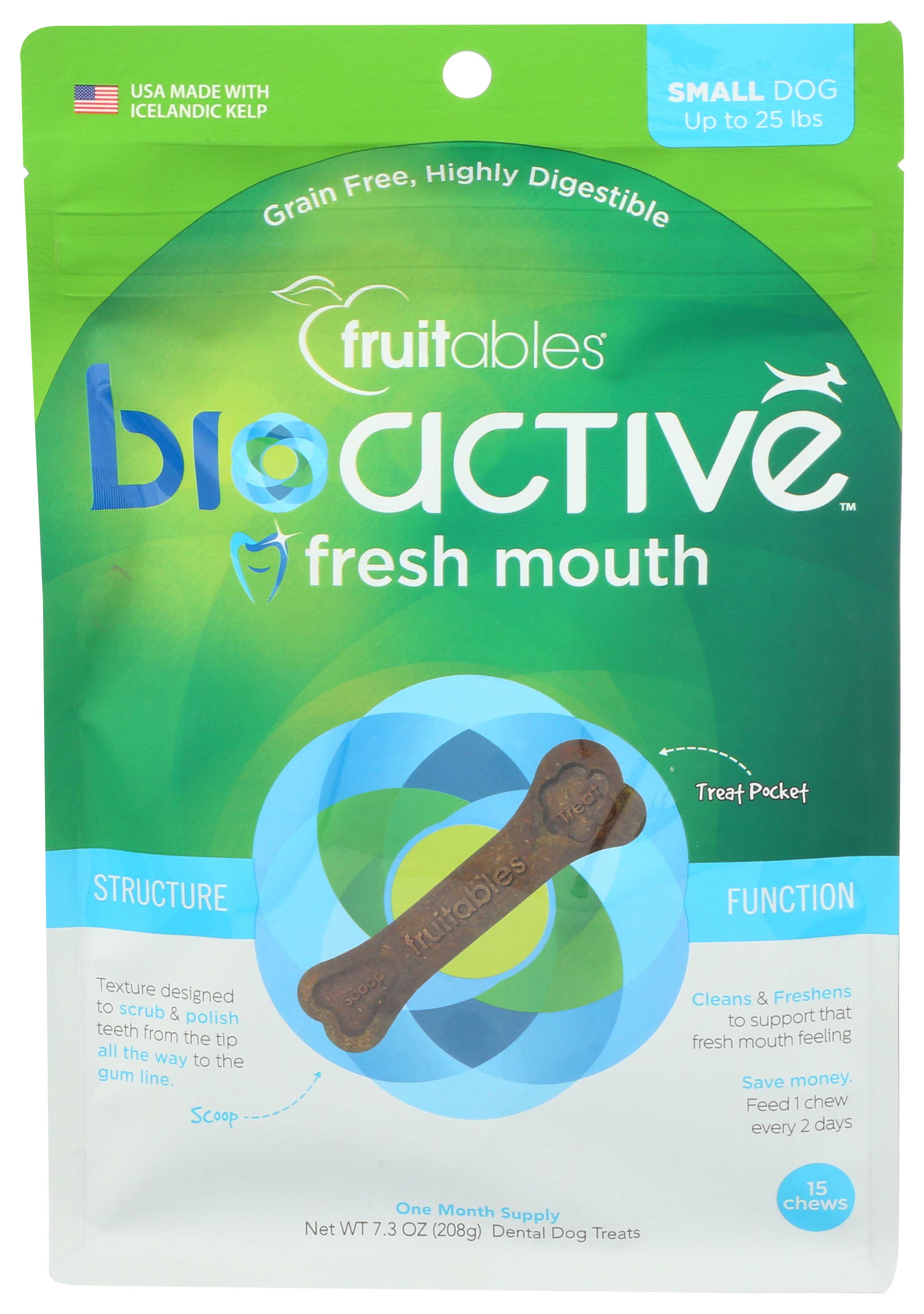 Fruitables Small Dental Bioactive Dog Chews, 7.3 Ounce -- 8 Per Case