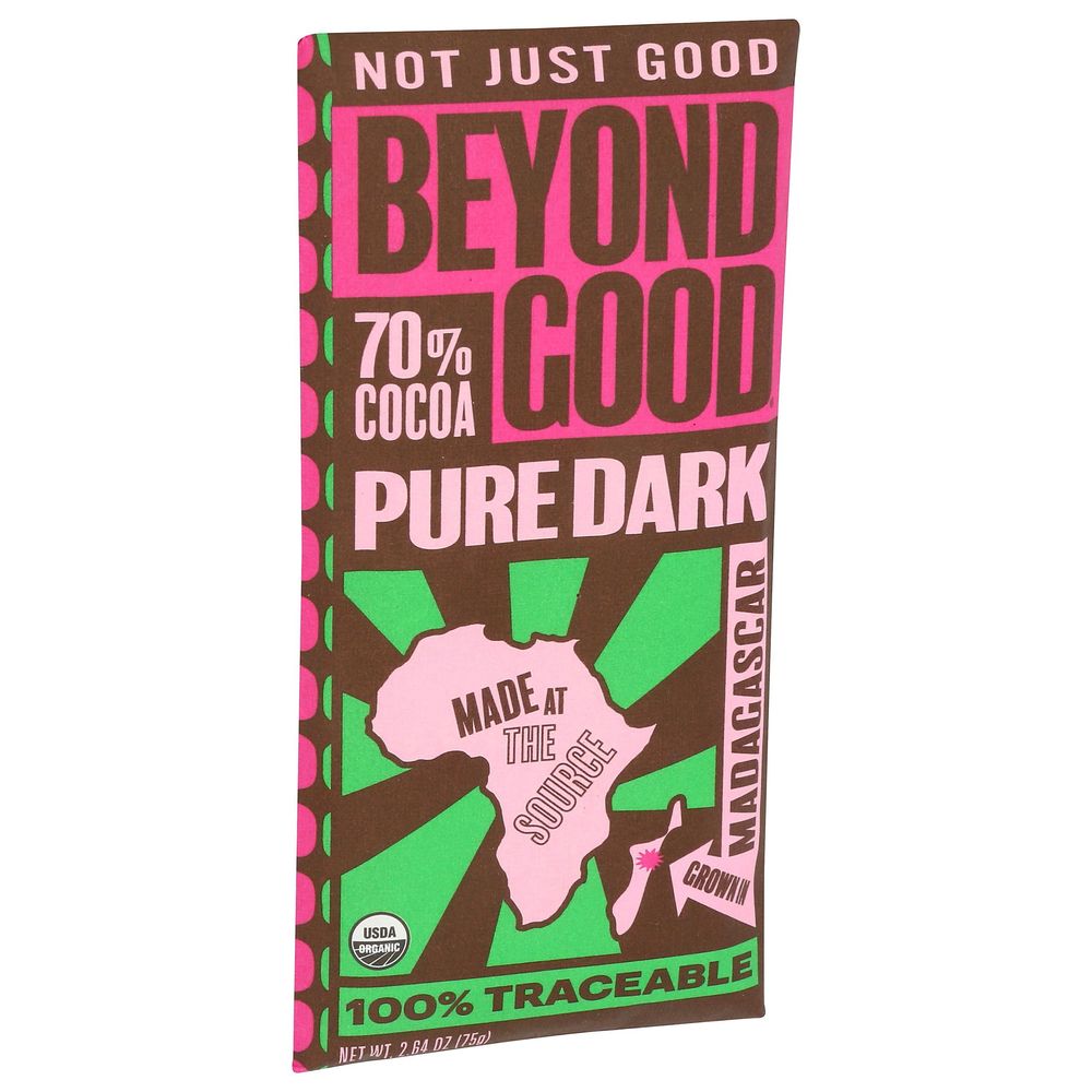 Beyond Good Organic 70 Percent Cocoa Madagascar Pure Dark Chocolate Bar, 2.64 Ounce -- 12 Per Case