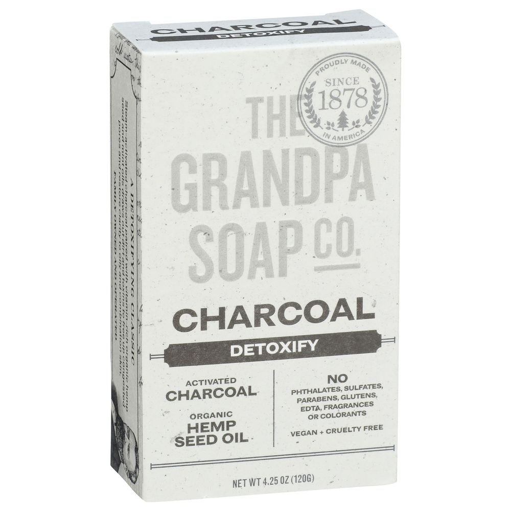 The Grandpa Soap Co. Charcoal Face And Body Bar Soap, 4.25 Ounce -- 3 Per Case