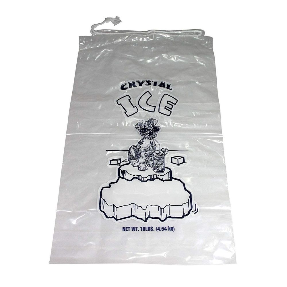 Pinnacle Plastics 1.5 Mil Drawstring Stock Print Ice Bag, 10 Pound Capacity -- 500 Per Case
