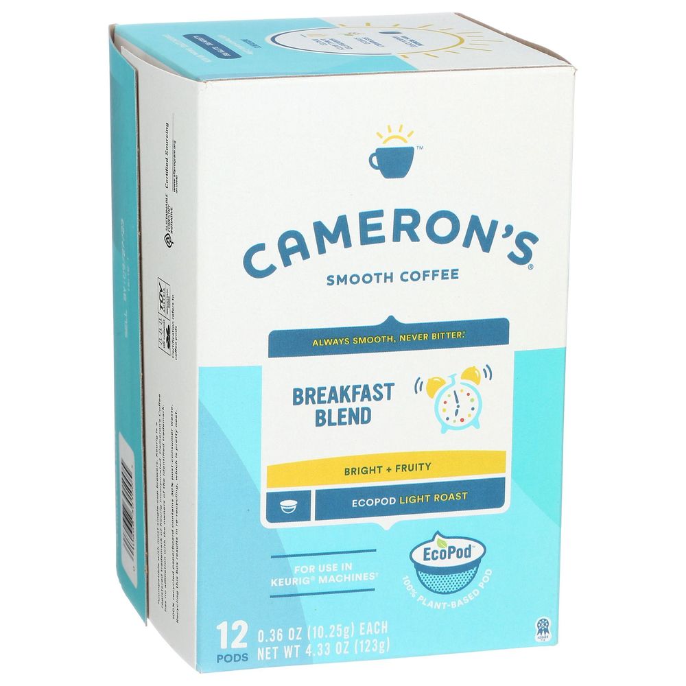 Camerons Single Serve Breakfast Blend Light Roast Coffee Ecopods, 12 Count -- 6 Per Case