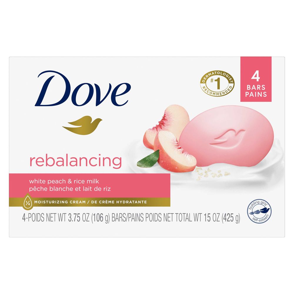 Dove Rebalancing White Peach And Rice Milk Beauty Bar Soap, 15 Ounce -- 18 Per Case