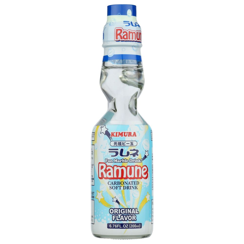 ramu✨ Kimura Ramune Original Flavor Soda, 6.76 Fluid Ounce -- 18 per case