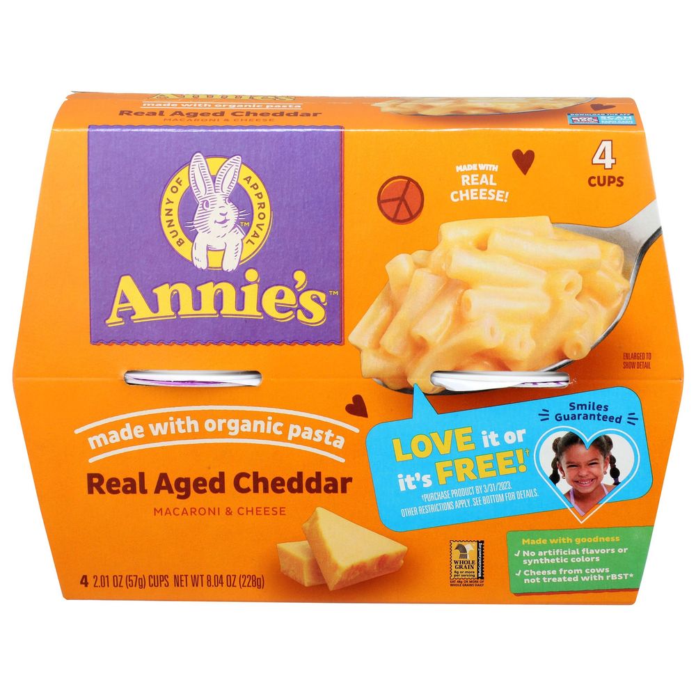 Annies Homegrown Organic Microwave Real Aged Cheddar Macaroni and