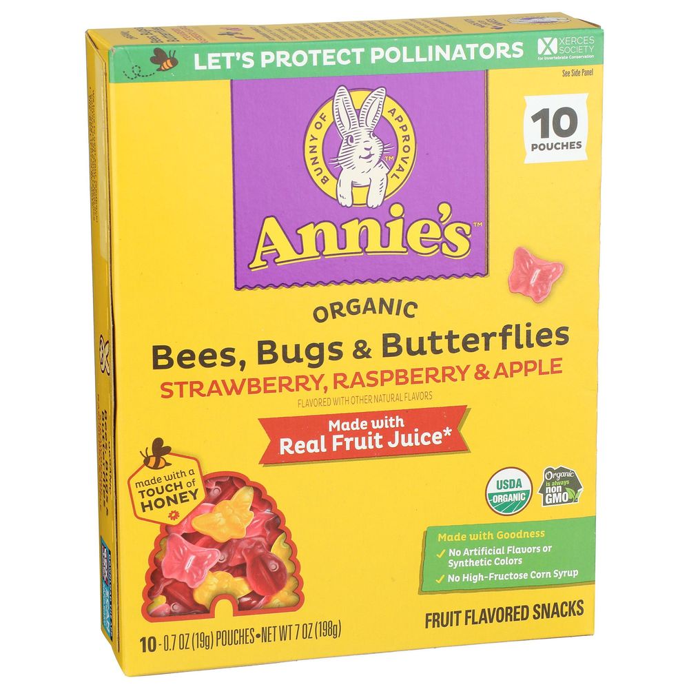 Annie's Organic Bees Bugs And Butterflies Fruit Flavored Snacks, 7 Ounce -- 8 Per Case