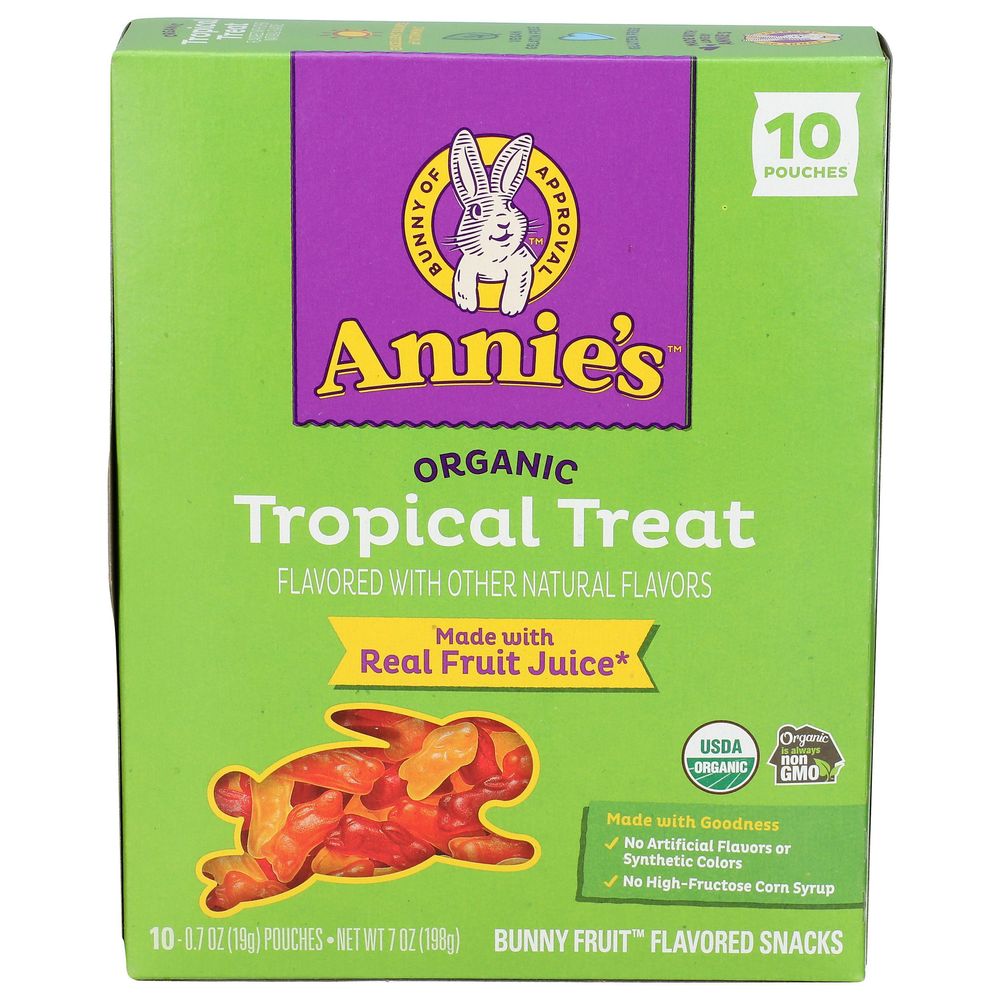 Annies Homegrown Organic Tropical Treat Bunny Fruit Flavored Snacks, 7 Ounce -- 8 per case
