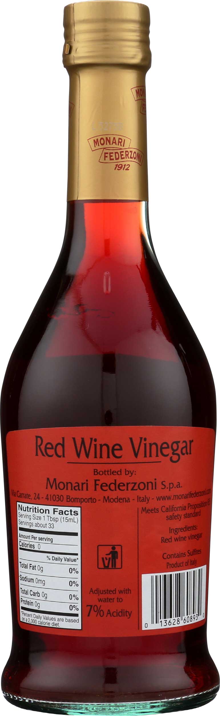 Monari Red Wine Vinegar, 16.9 Ounce -- 6 Per Case