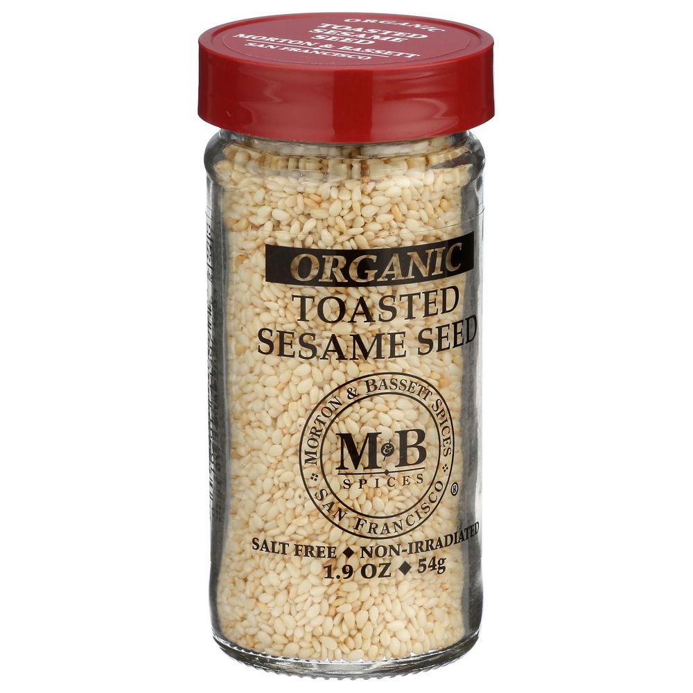 Morton & Bassett Organic Whole Toasted Sesame Seeds, 1.9 Ounce -- 3 Per Case