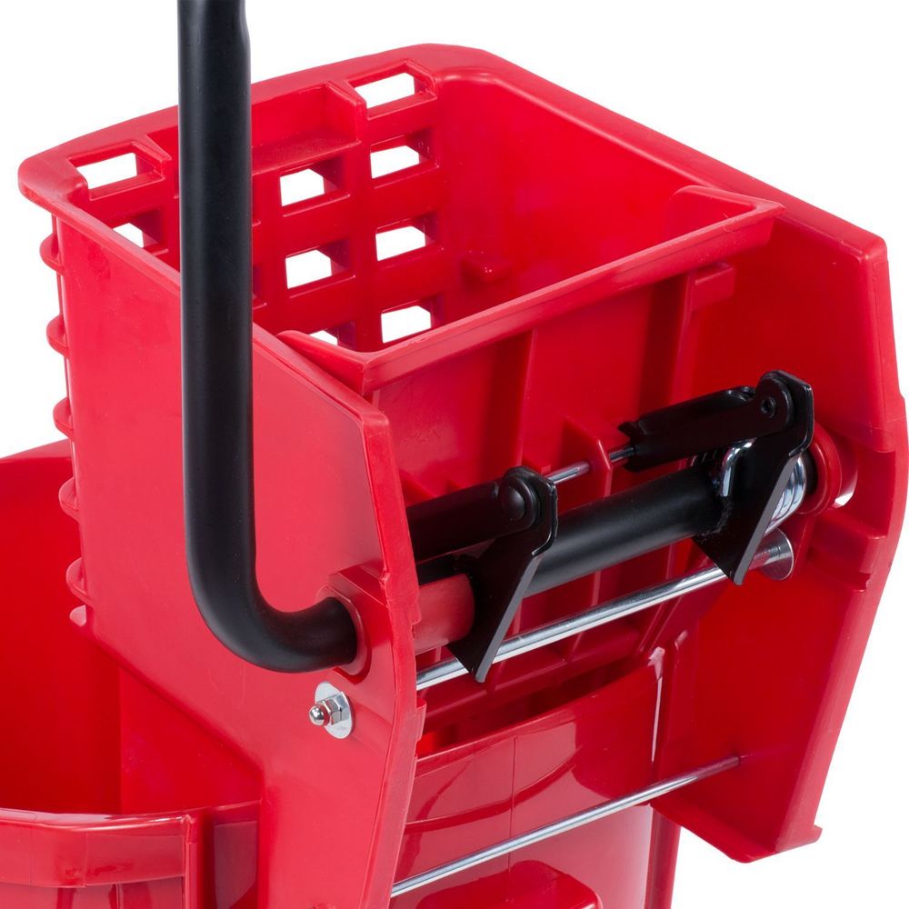 Carlisle 3690805 Polypropylene Red Commercial Mop Bucket With Side-press Wringer Combo, 26 Quart Capacity