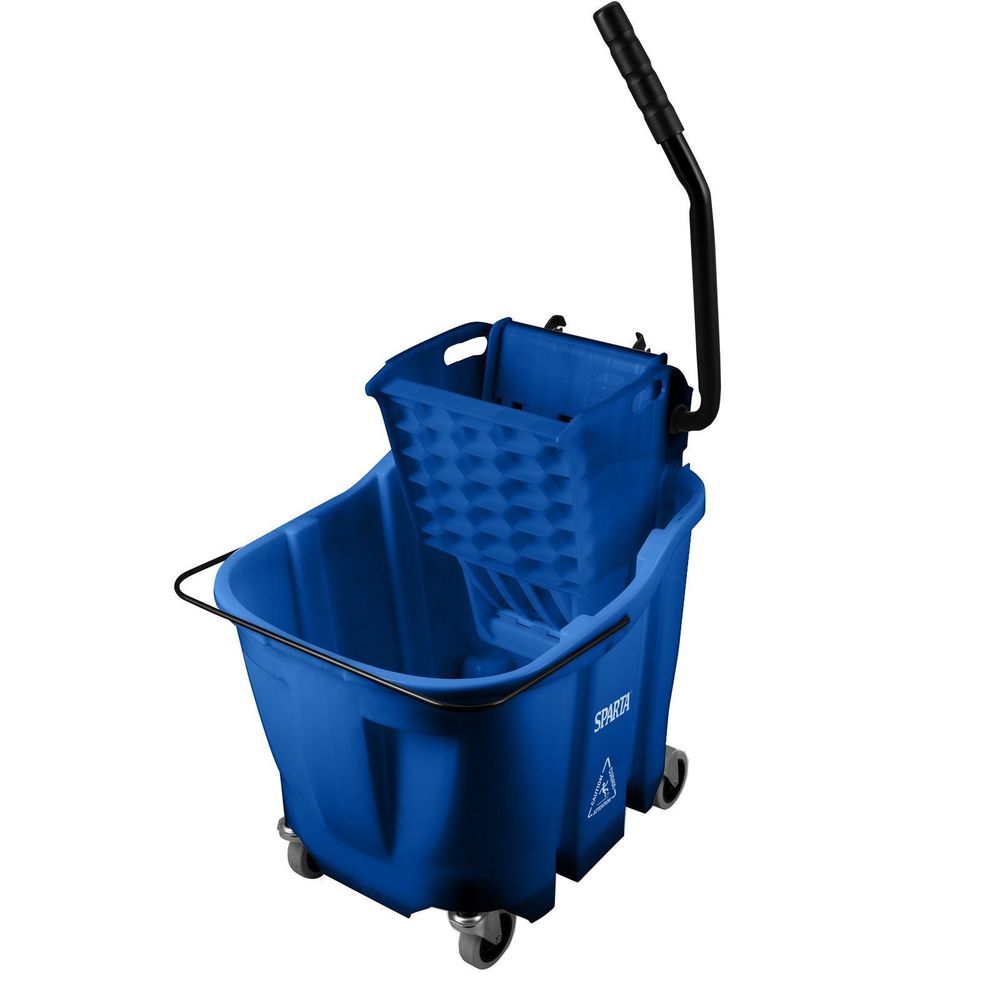 Cubeta Para Trapeador Carlisle 8690414 Omnifit Azul Con Exprimidor De Presión Lateral, Combo, Capacidad De 35 Cuartos De Galón