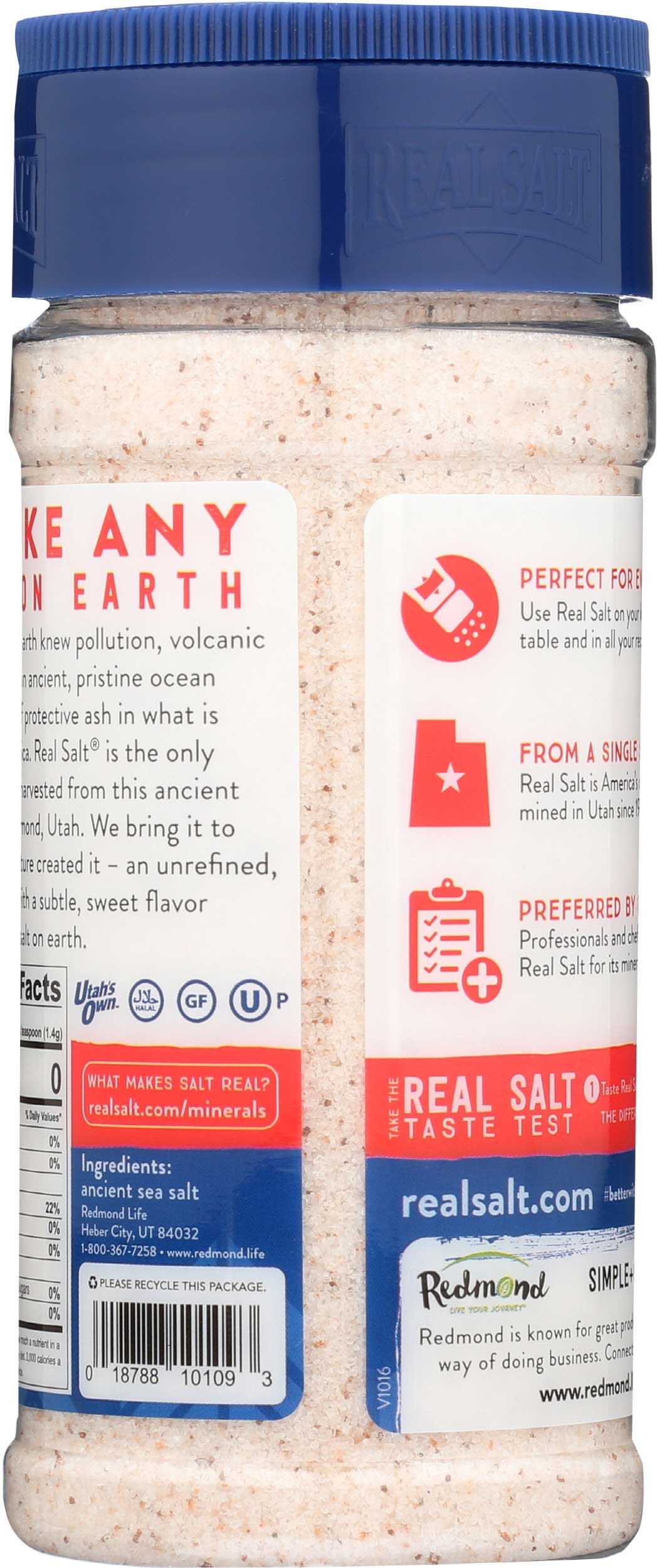 Real Salt Natural Ancient Fine Sea Salt, 10 Ounce Shaker -- 6 Per Case