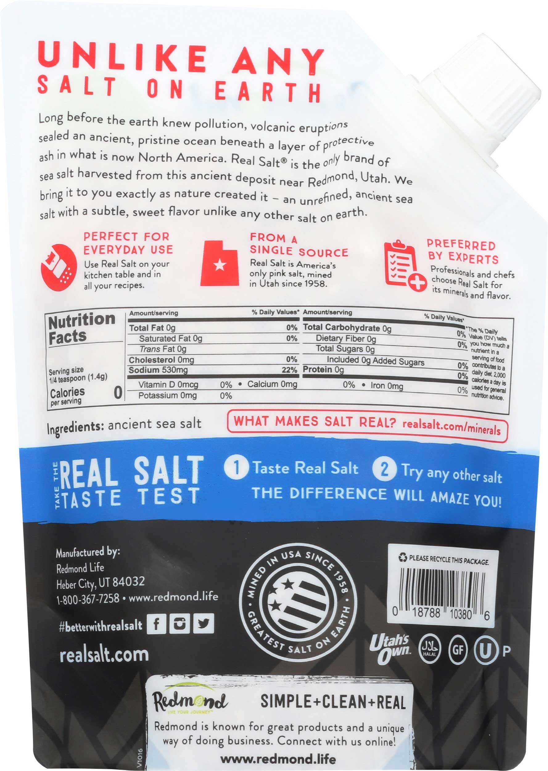 Real Salt Ancient Coarse Sea Salt Grinder, 16 Ounce -- 6 Per Case