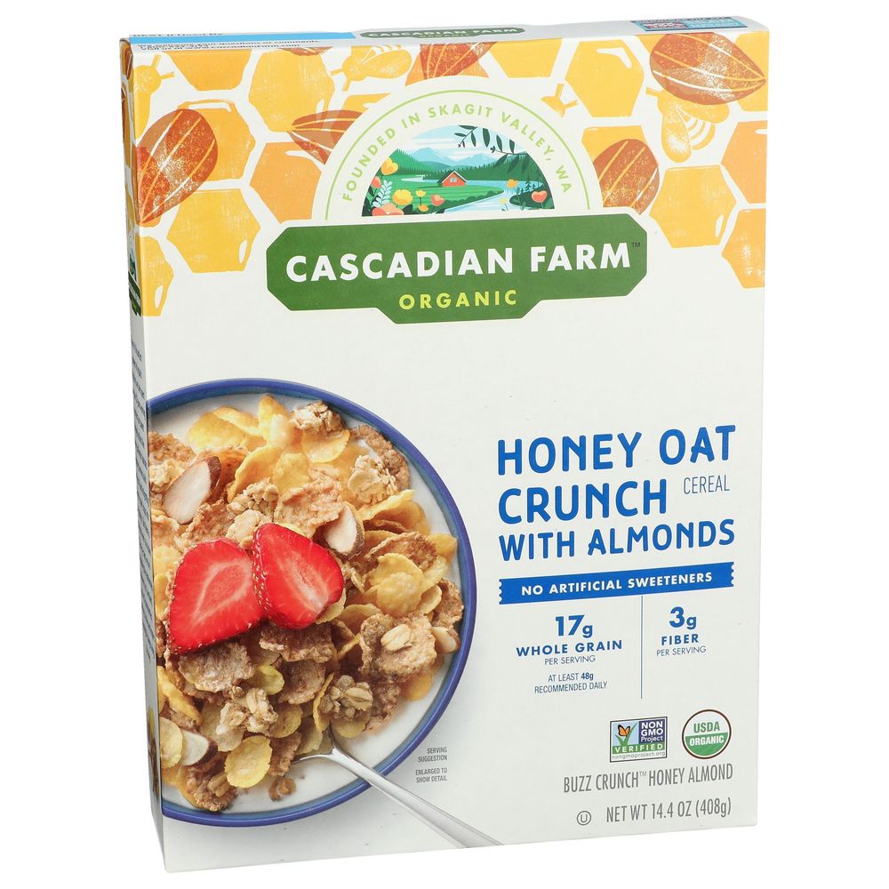 Cascadian Farm Organic Honey Oat Crunch Cereal with Almonds, 14.4 Ounce -- 10 per case