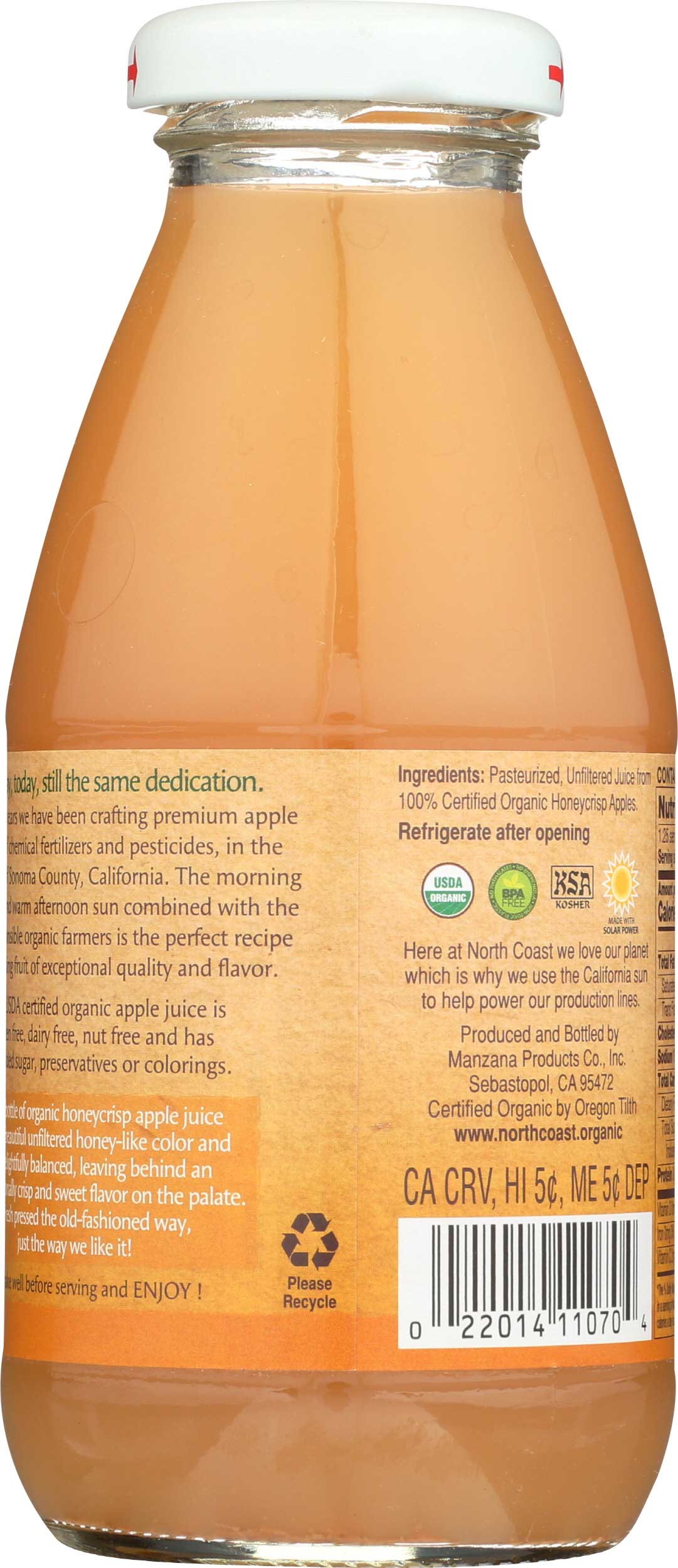 North Coast Organic Honeycrisp Apple Juice, 10 Fluid Ounce -- 24 Per Case