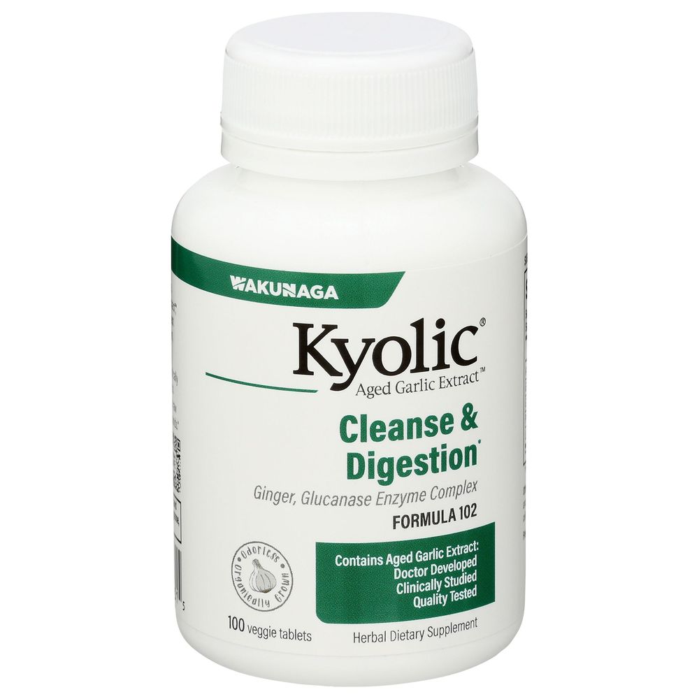 Kyolic Aged Garlic Extract Formula 102 Cleanse And Digestion Dietary Supplement Veggie Tablets, 100 Count