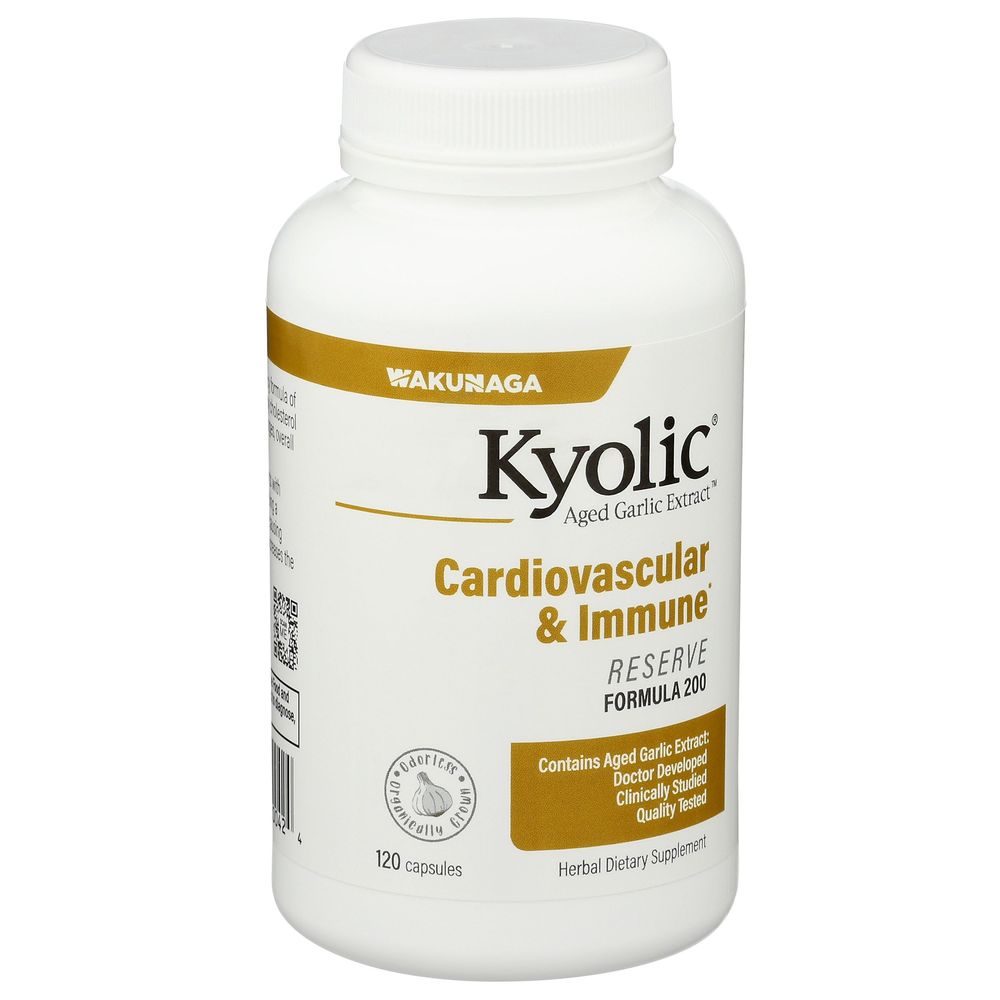 Kyolic Aged Garlic Extract Formula 200 Cardiovascular And Immune Dietary Supplement Capsules, 120 Count