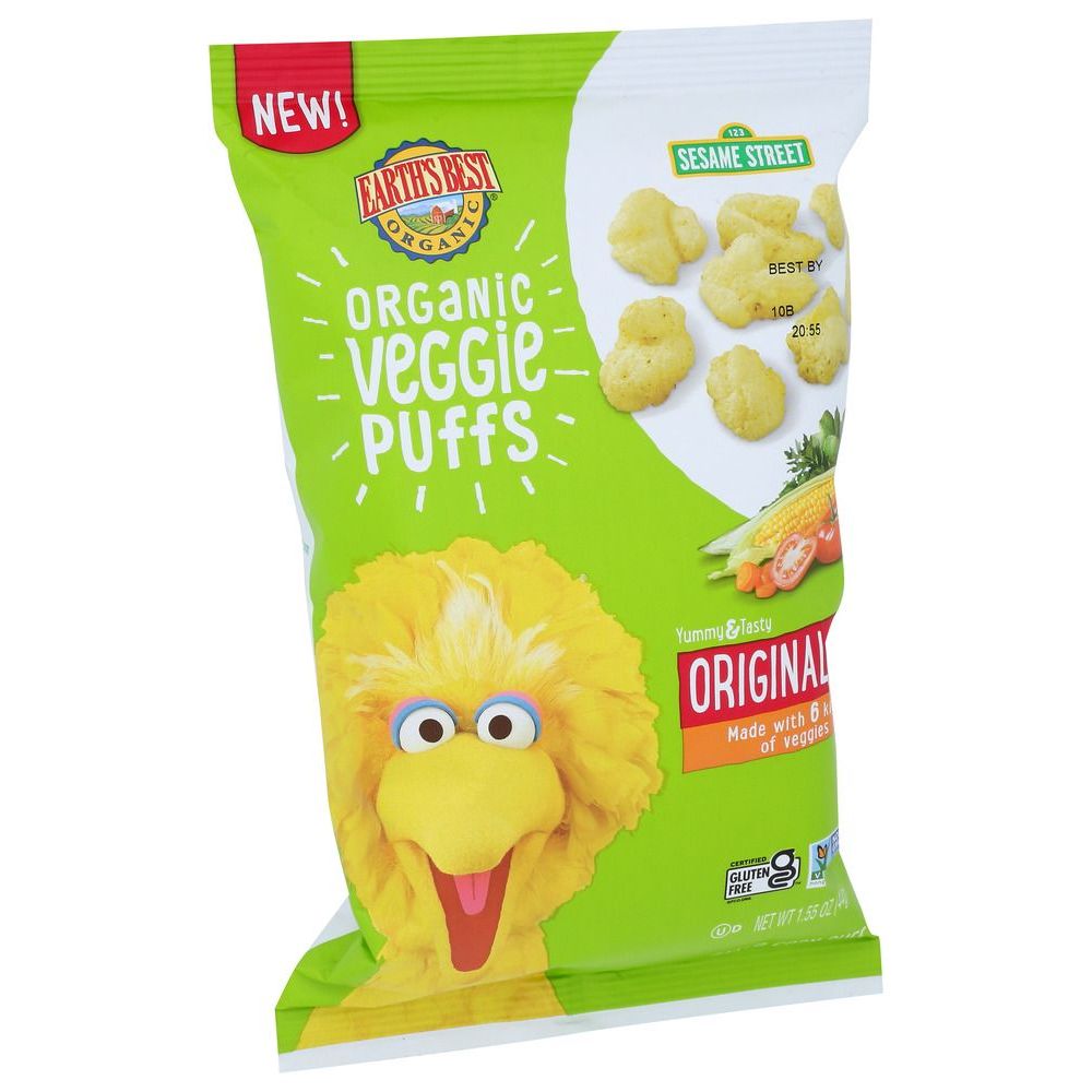 Earths Best Original Organic Veggie Puffs for 24 Plus Months Baby, 1.55 Ounce -- 4 per case